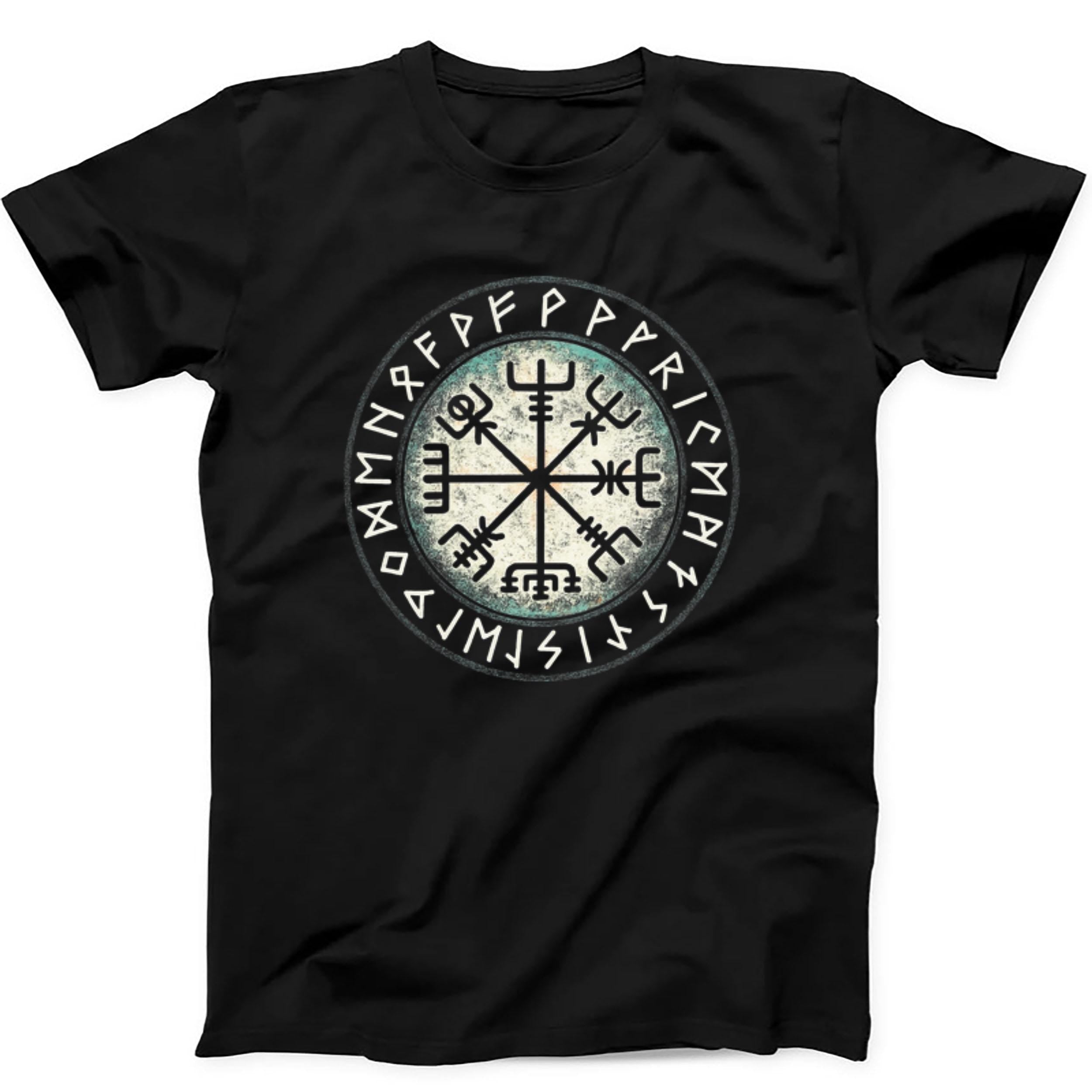 Vegvisir Viking Celtic Compass Cool Funny Gift Tee Black T Shirt 477