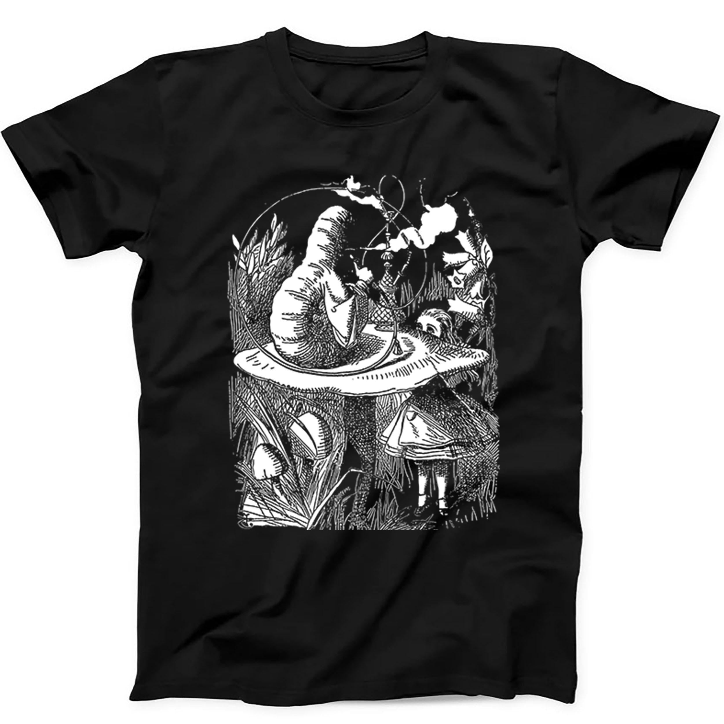 The Caterpillar Parody Alice In Wonderland Psychedelic Gift Black T Shirt 558