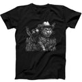 Cowboy Black Cat Carrying Birds Western Weird Humorous Hilarious Witty Funny Gift Black T Shirt 399