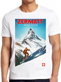 Zermatt Switzerland Vintage Ski Poster Top Meme Joke Funny Retro Mens Womens Unisex Cartoon Anime Top Gift Tee T Shirt 2439
