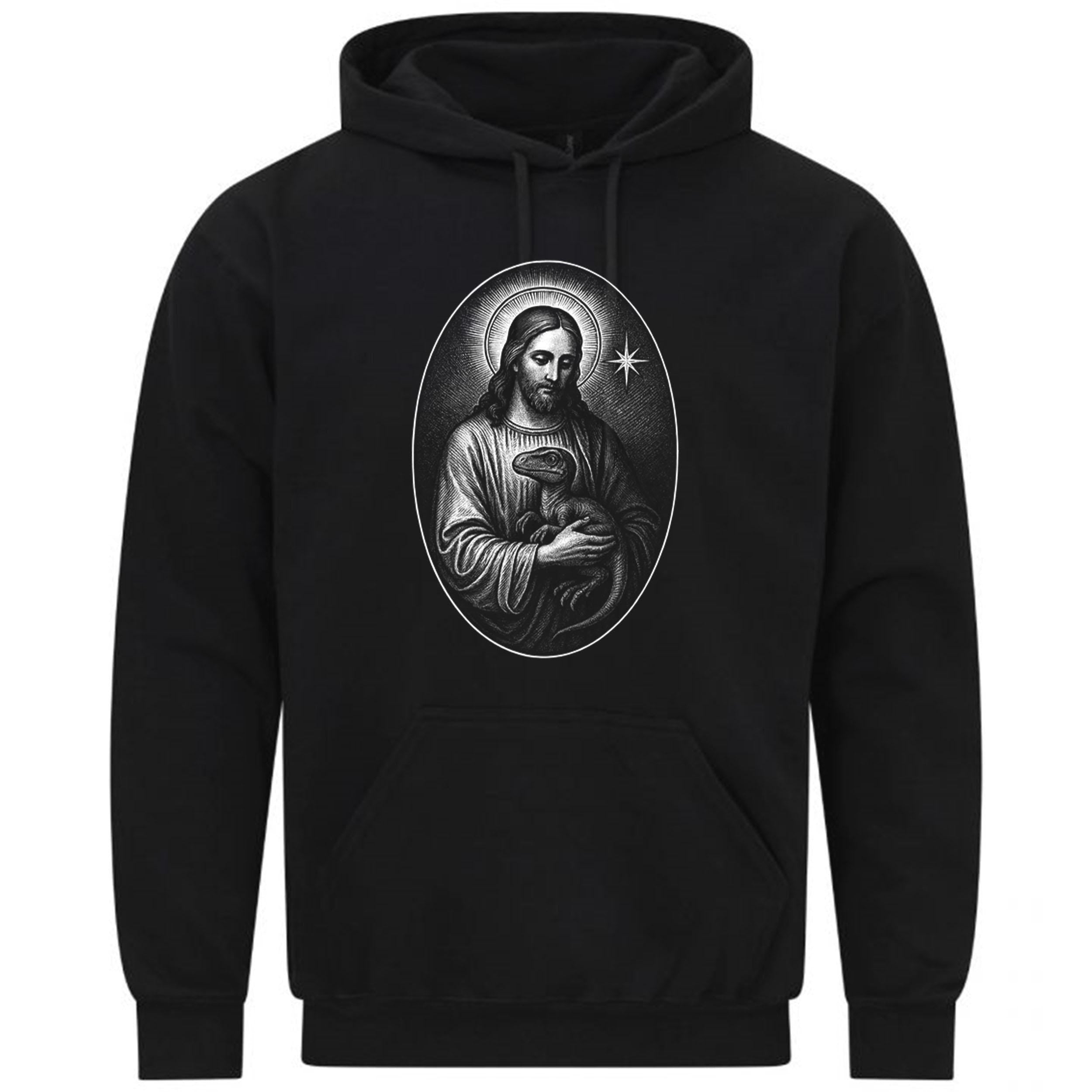 Raptor Jesus Holding Dinosaur Christian Unusual Gift Sweatshirt Hoodie 464