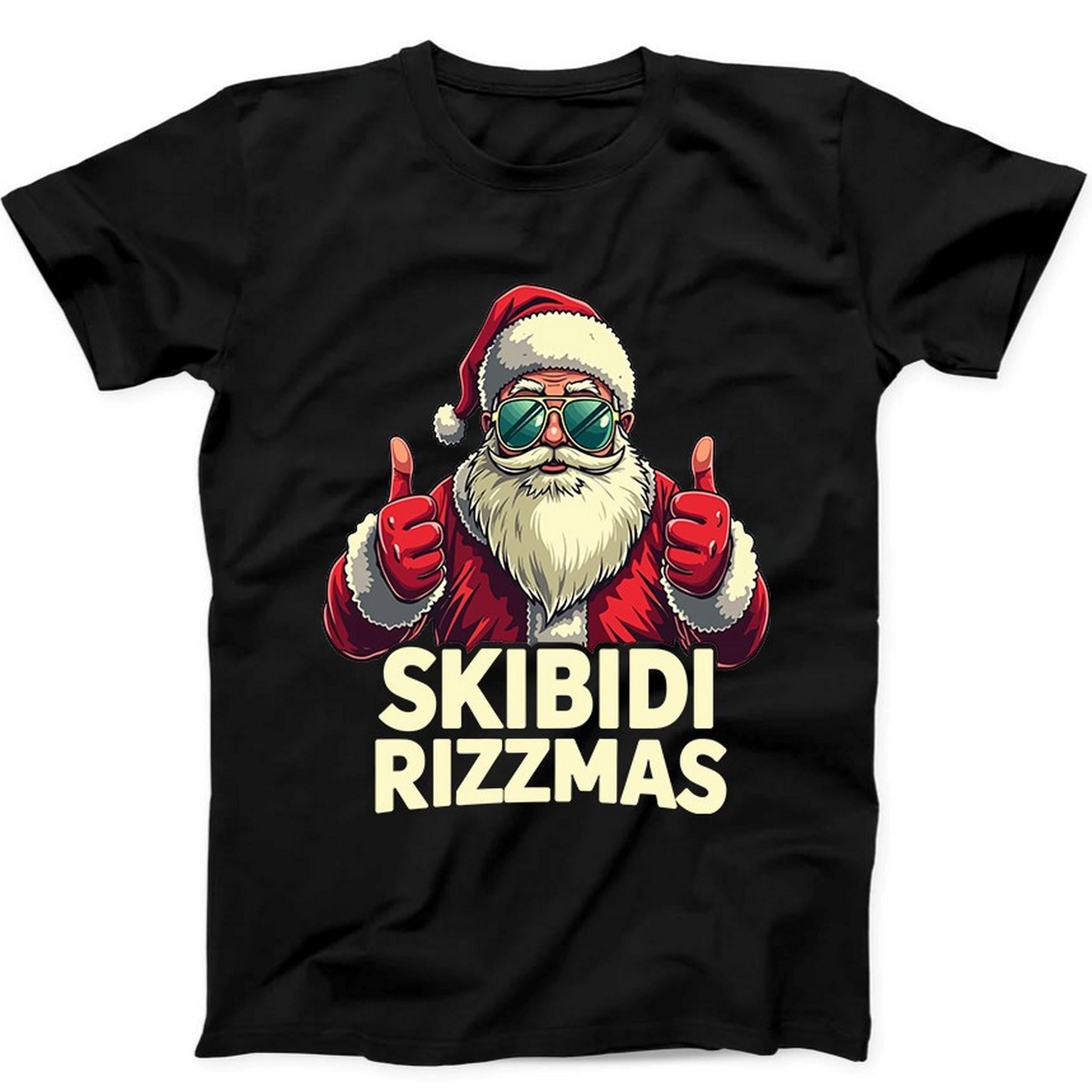 Skibidi Rizzmas Christmas Rizz Santa Funny Gift Tee Black T Shirt B281