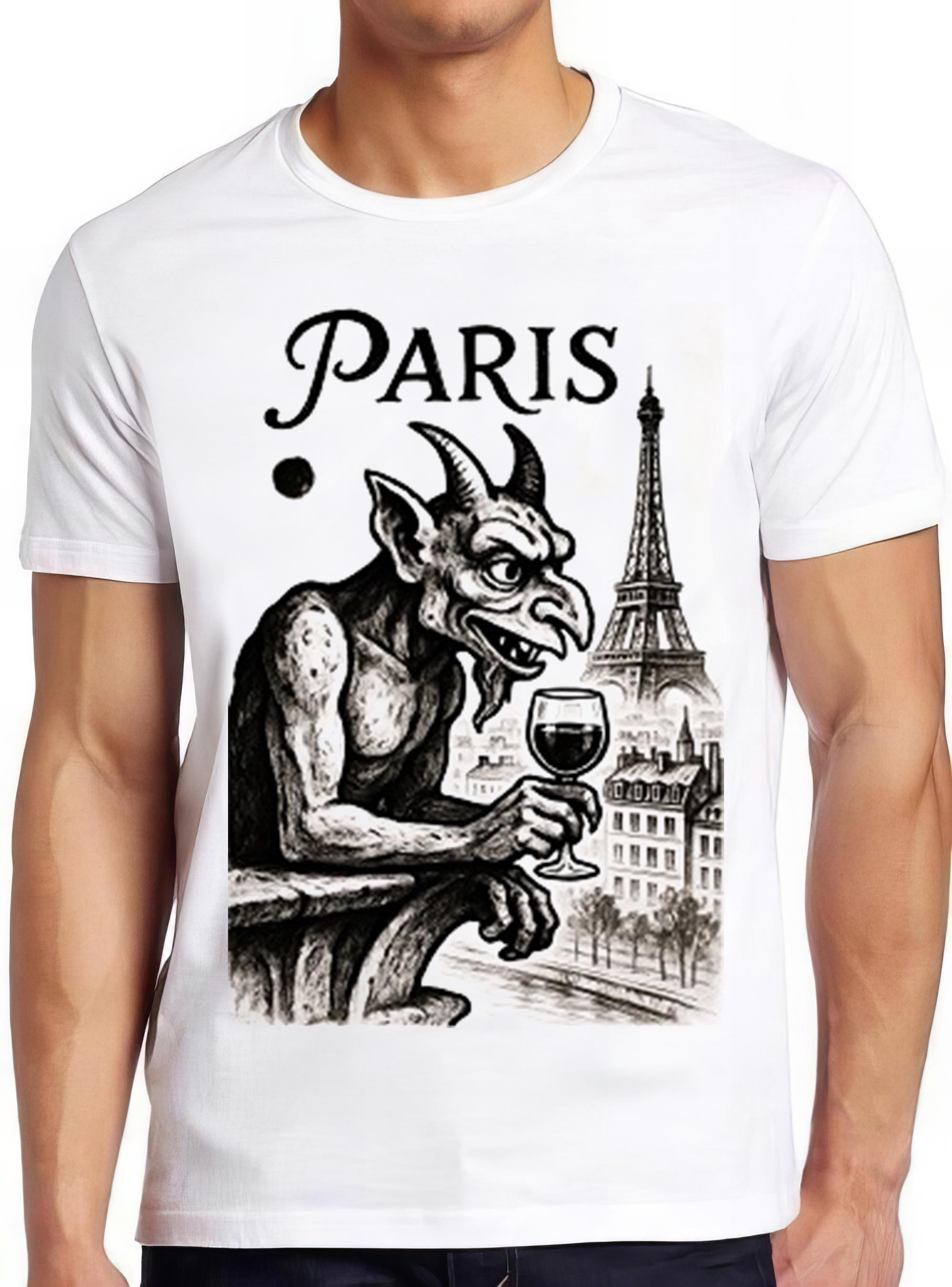 Paris France Gargoyle Notre Dame Cathedral Cool Men Women Style Music Cult Movie Top Gift Tee T Shirt 2634