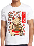 Japanese Noodles Maneki Neko Cat Ramen Meme Funny Gift Tee T Shirt 2962