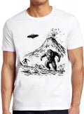 Bigfoot Ufo Alien Volcano Sasquatch Sketch Weird Humorous Hilarious Witty Funny Music Gift Tee T Shirt 2243