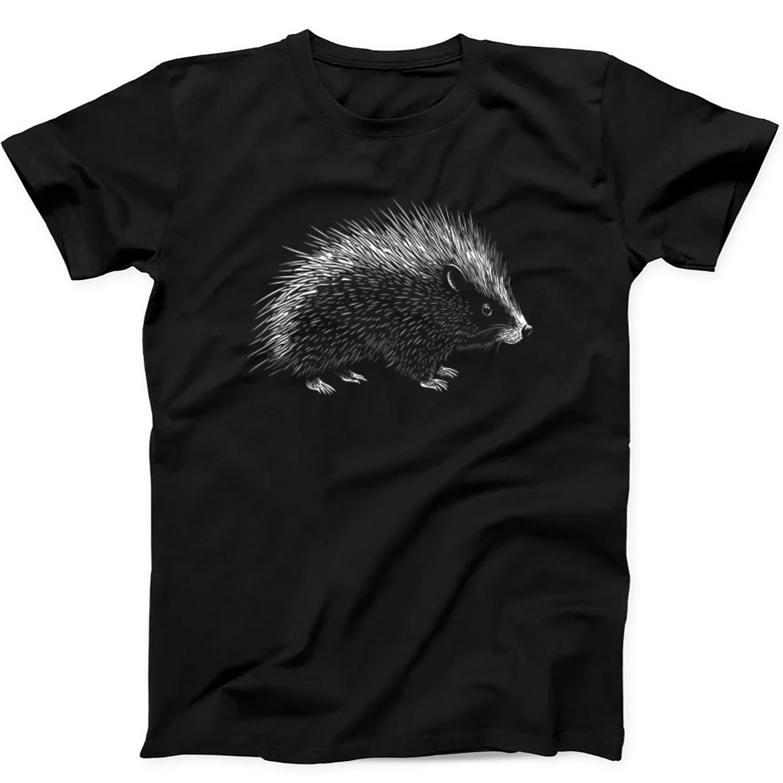 Porcupine Cute Animal Weird Humorous Hilarious Witty Funny Music Gift Tee Black T Shirt 403