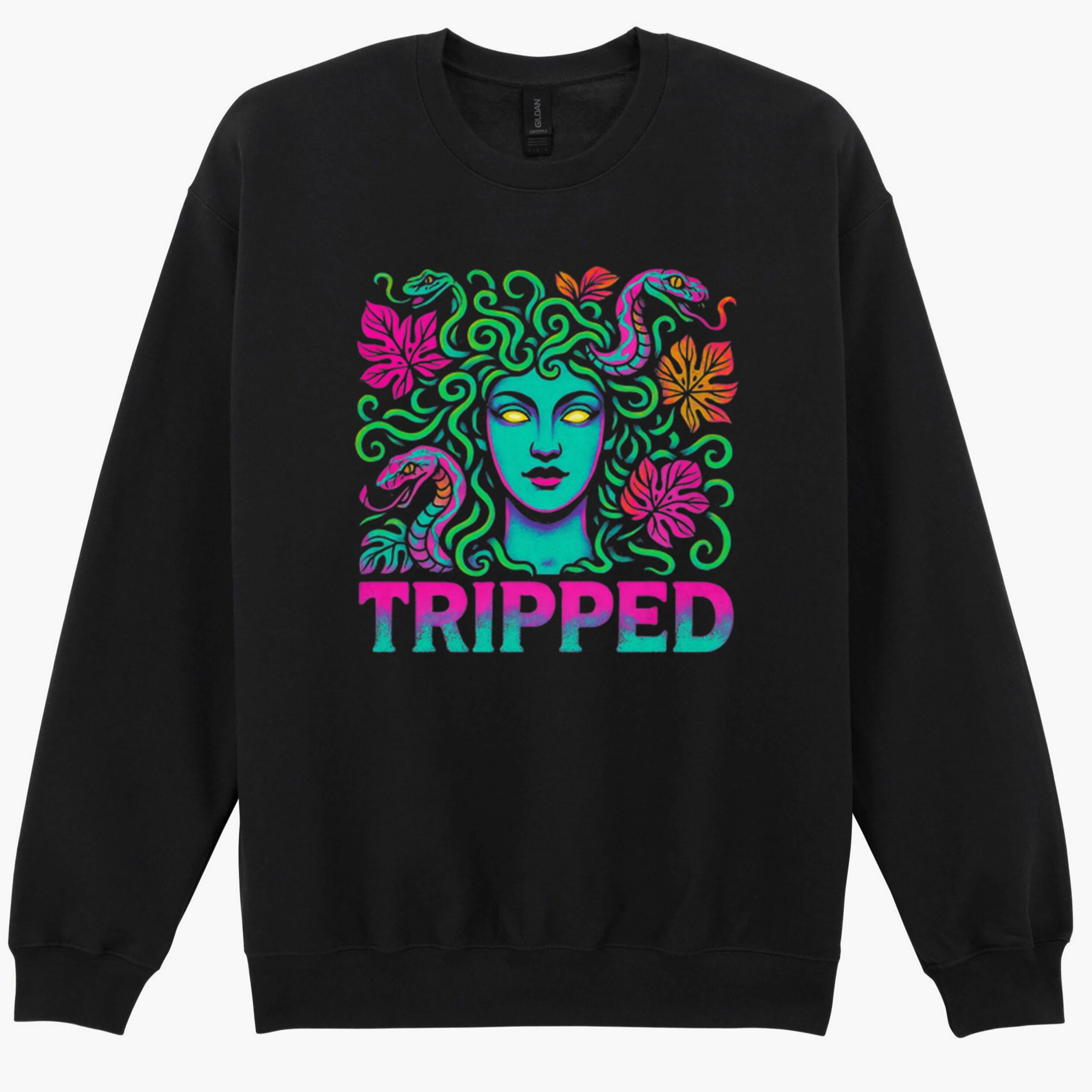 Medusa Tripped Trippy Psychedelic Cobras Marijuana Leaf Sweatshirt Hoodie 460
