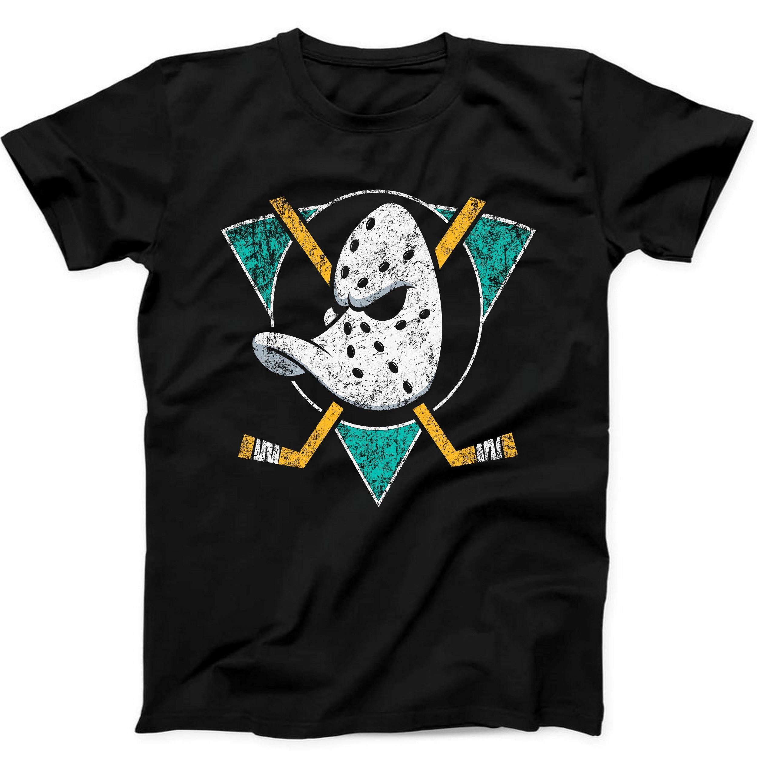 Mighty Ducks NHL Hockey Team Logo Cool Gift Retro Tee Black T Shirt 503