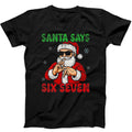 Six Seven Santa Christmas 6 7 XMAS Meme Funny Gift Tee Black T Shirt 507