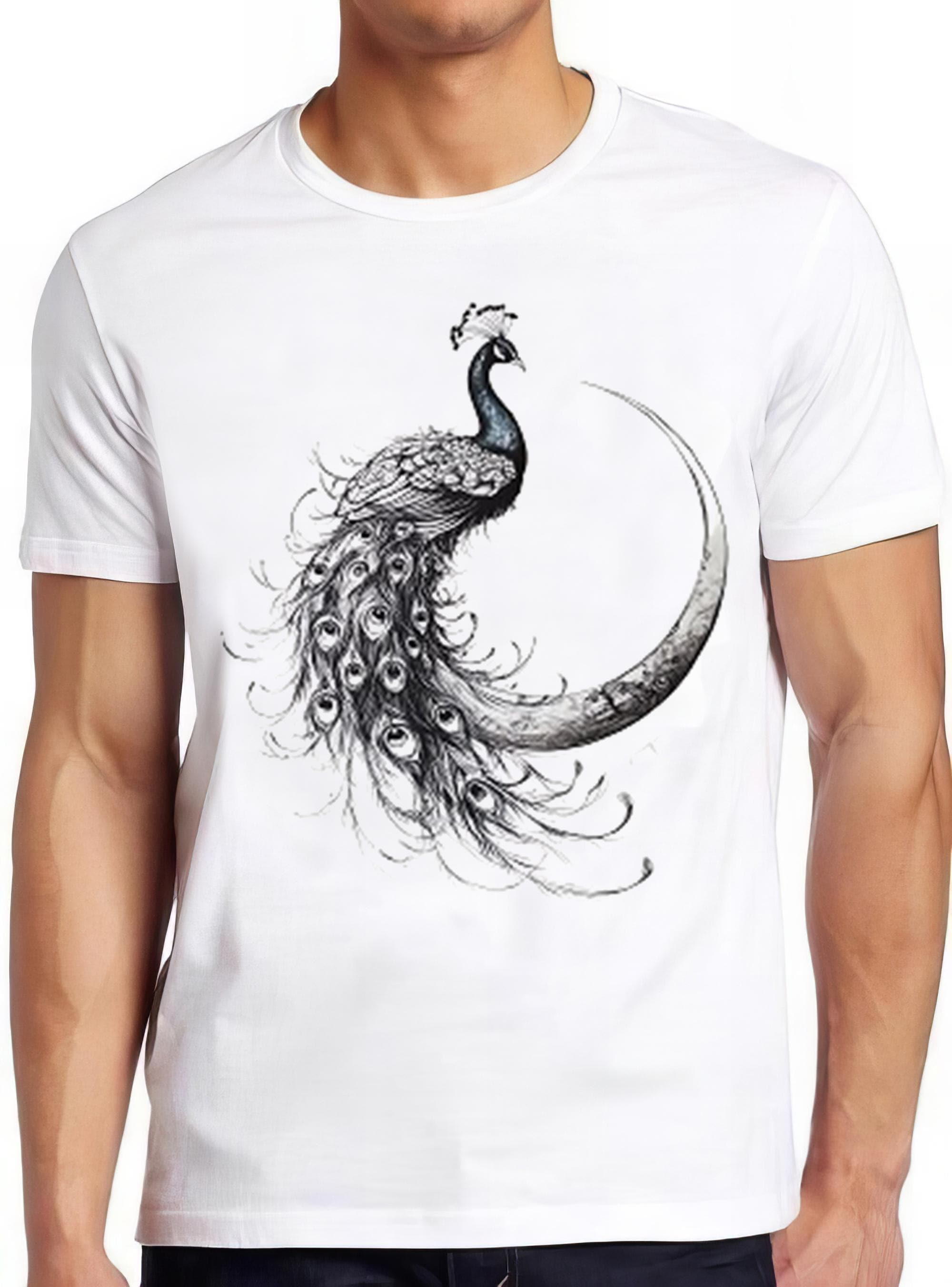Peacock Moon Crescent Sketch Humorous Hilarious Witty Funny Music Gift Tee T Shirt 2235