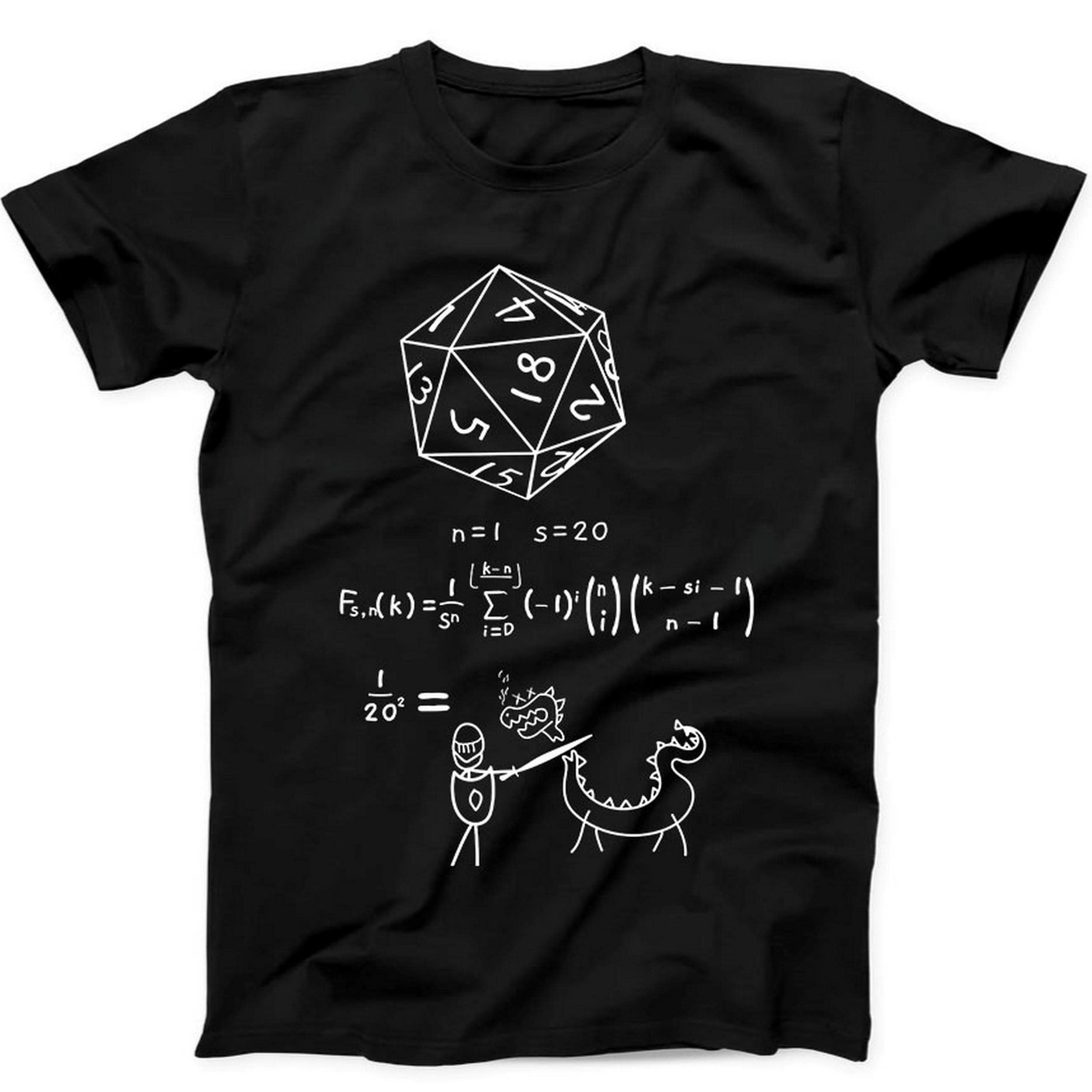 The Science of 20 Sided Dice DnD D20 Art Funny Retro Gift Tee Black T Shirt B3