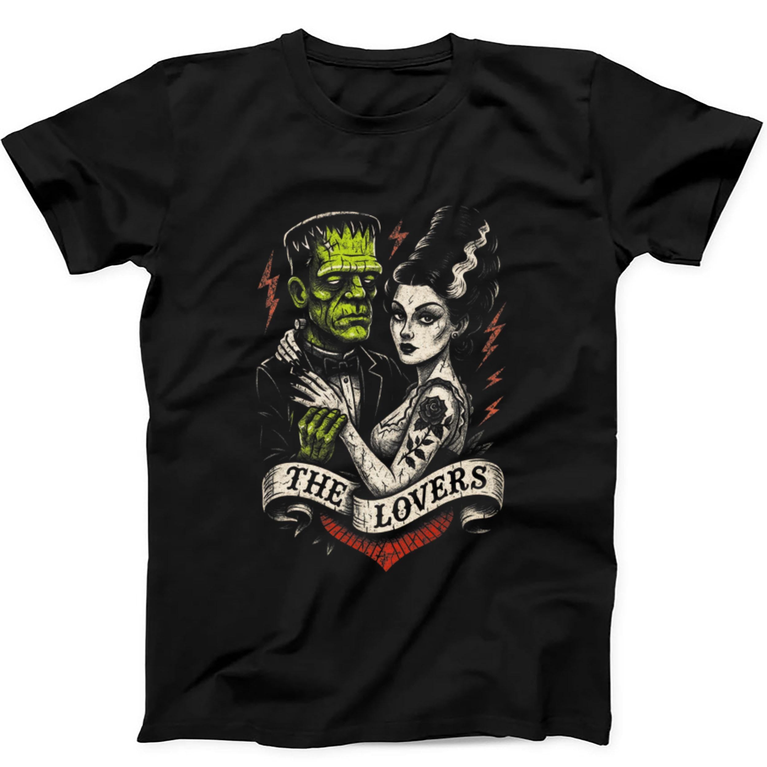 Monster Bride Horror Gothic Monster The Lovers Tarot Cards Hilarious Funny Meme Movie Gift Tee Cult Black T Shirt 486