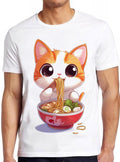 Ramen Cat T Shirt Anime Kawaii Neko Ramen Cute Japanese Noodle  Cool Gift Tee 2410