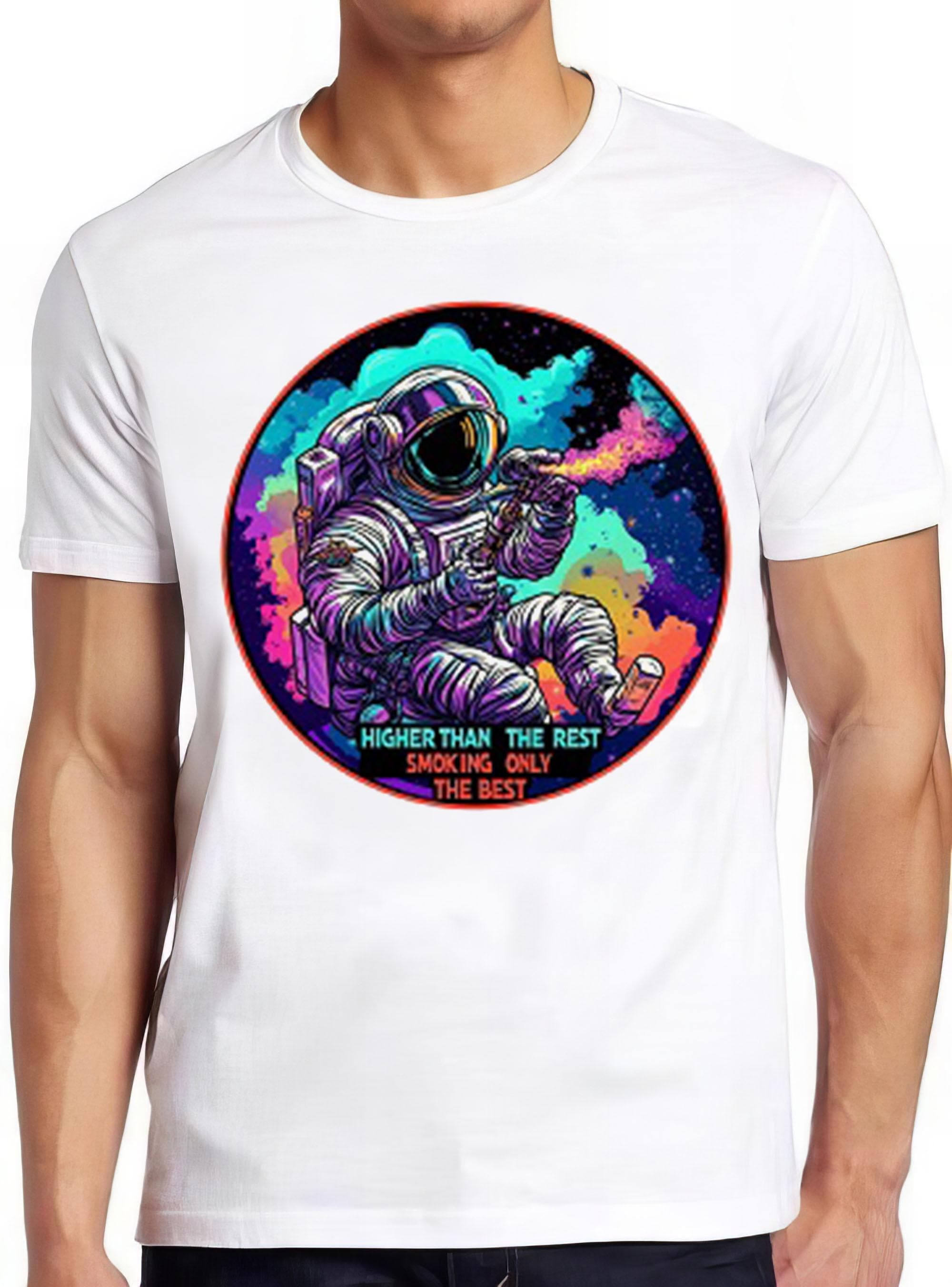 High Astronaut Cannabis Weed Retro Funny Cool Gift Tee T Shirt 2364