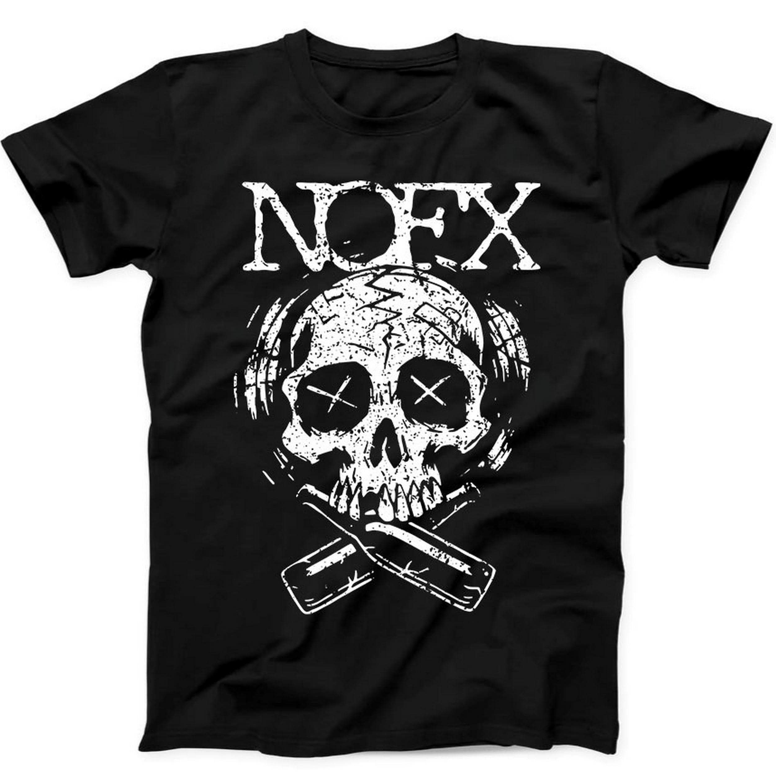 NOFX Skull Beer Music Band Never Trust A Hippie Music Gift Black Tee T Shirt B200