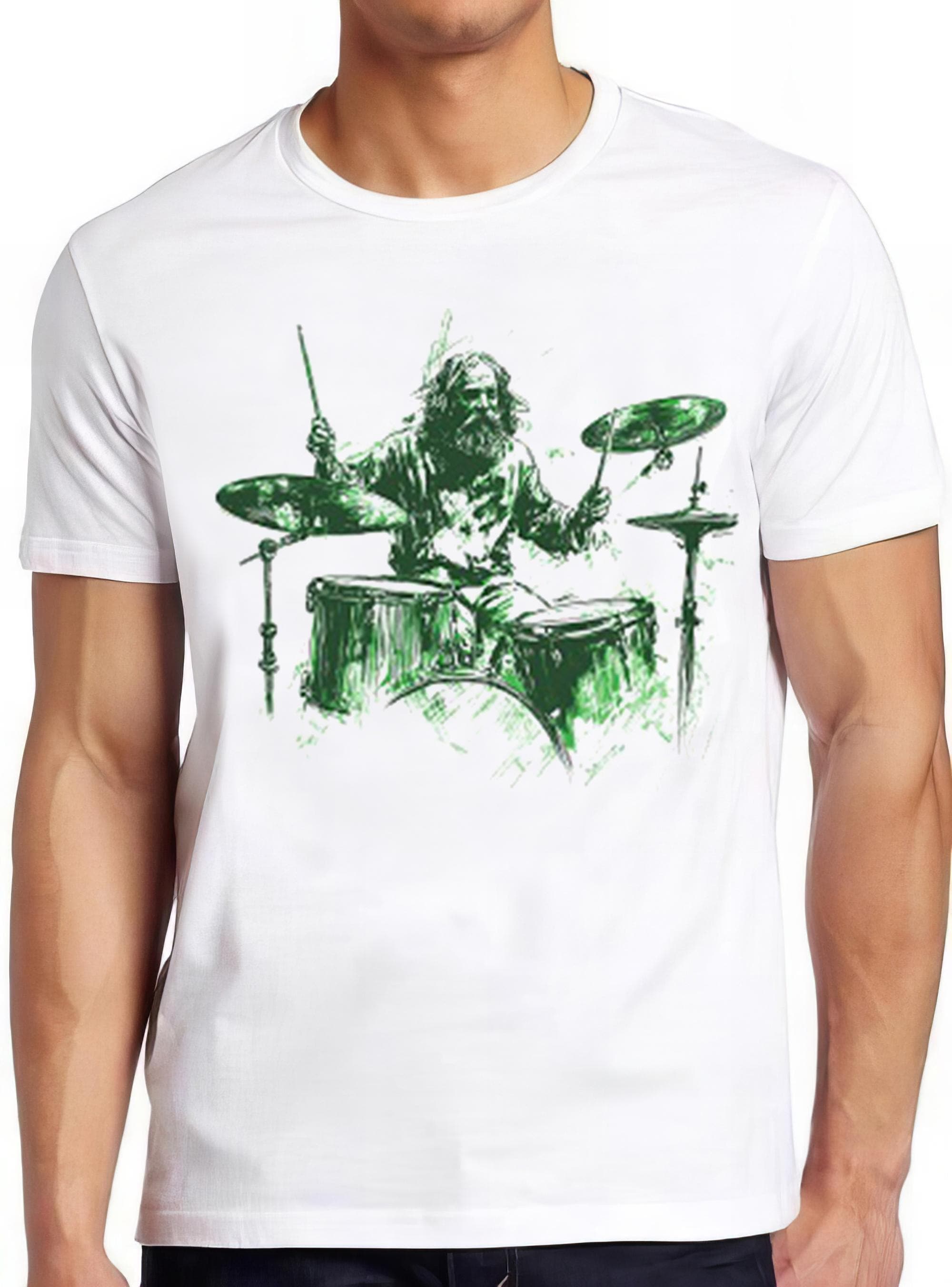 Da Vinci Man Playing Drums Sketch Humorous Hilarious Witty Funny Music Gift Tee T Shirt 2230