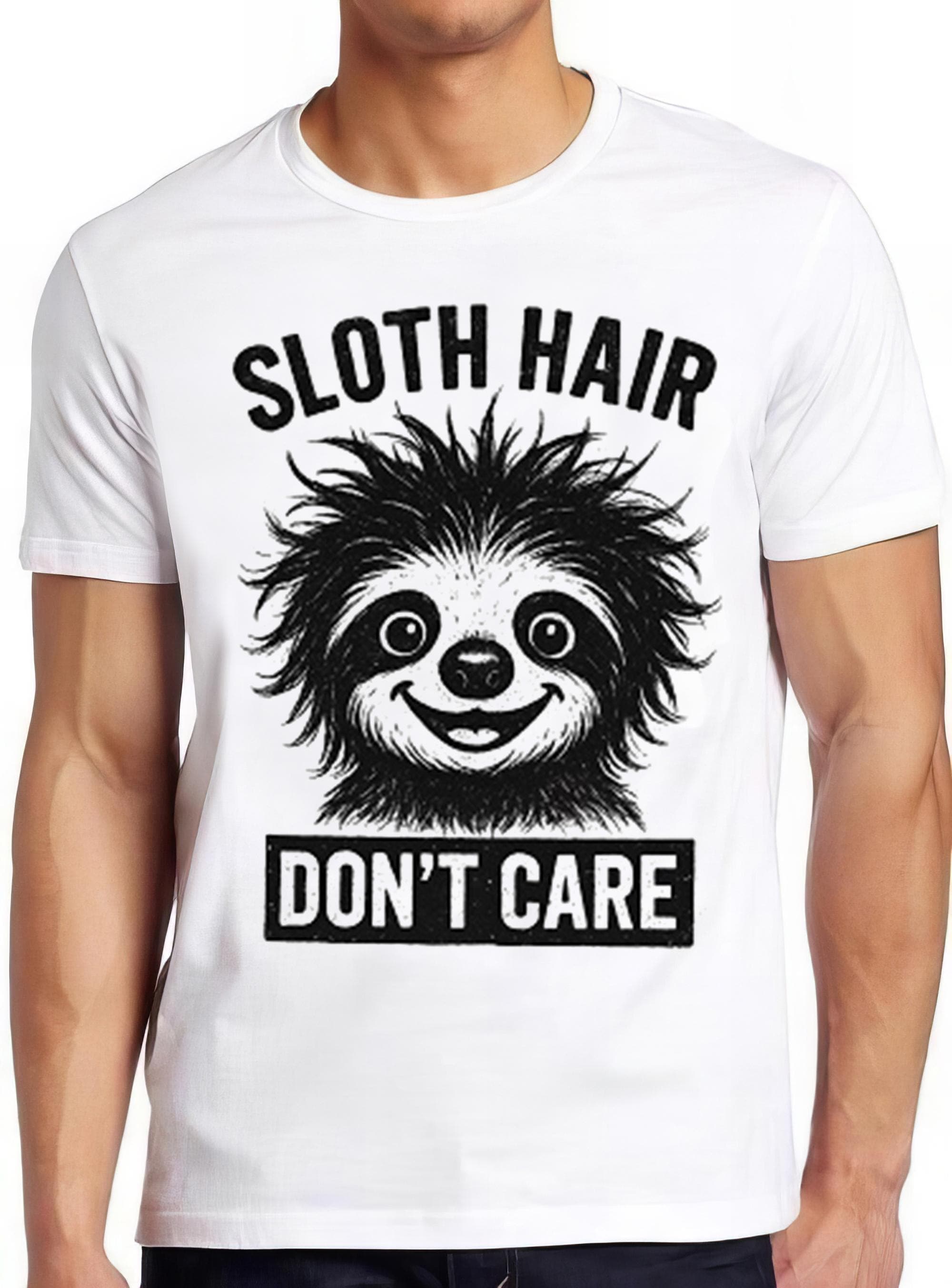 Sloth Hair Don't Care Cute Animal Weird Funny Gift Tee T Shirt 2822