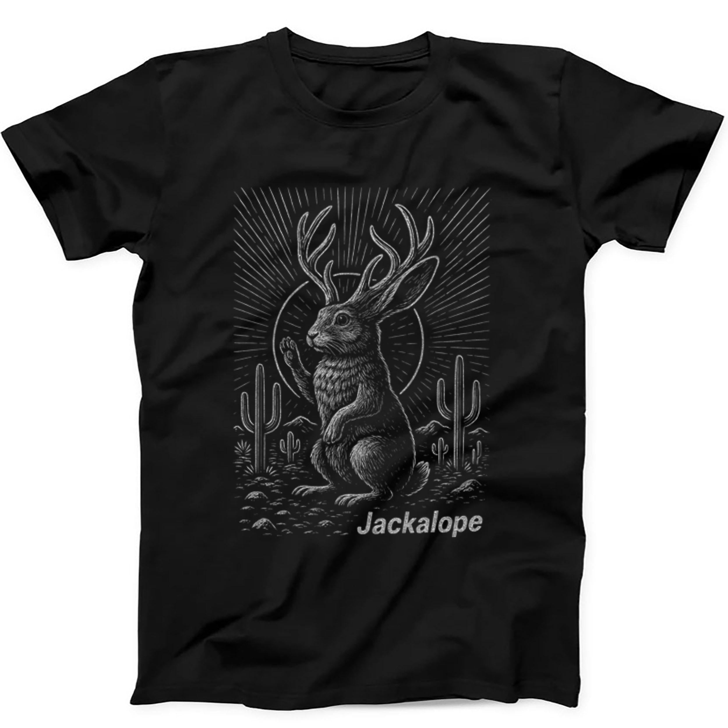 Jackalope Mythical Rabbit Creature Animal Humorous Hilarious Southwest Theme Weird Unique Cryptid Funny Music Black Gift Tee T Shirt 442