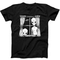 Aliens In Window Ufo Area 51 Roswell Weird Humorous Hilarious Witty Funny Gift Black T Shirt 397