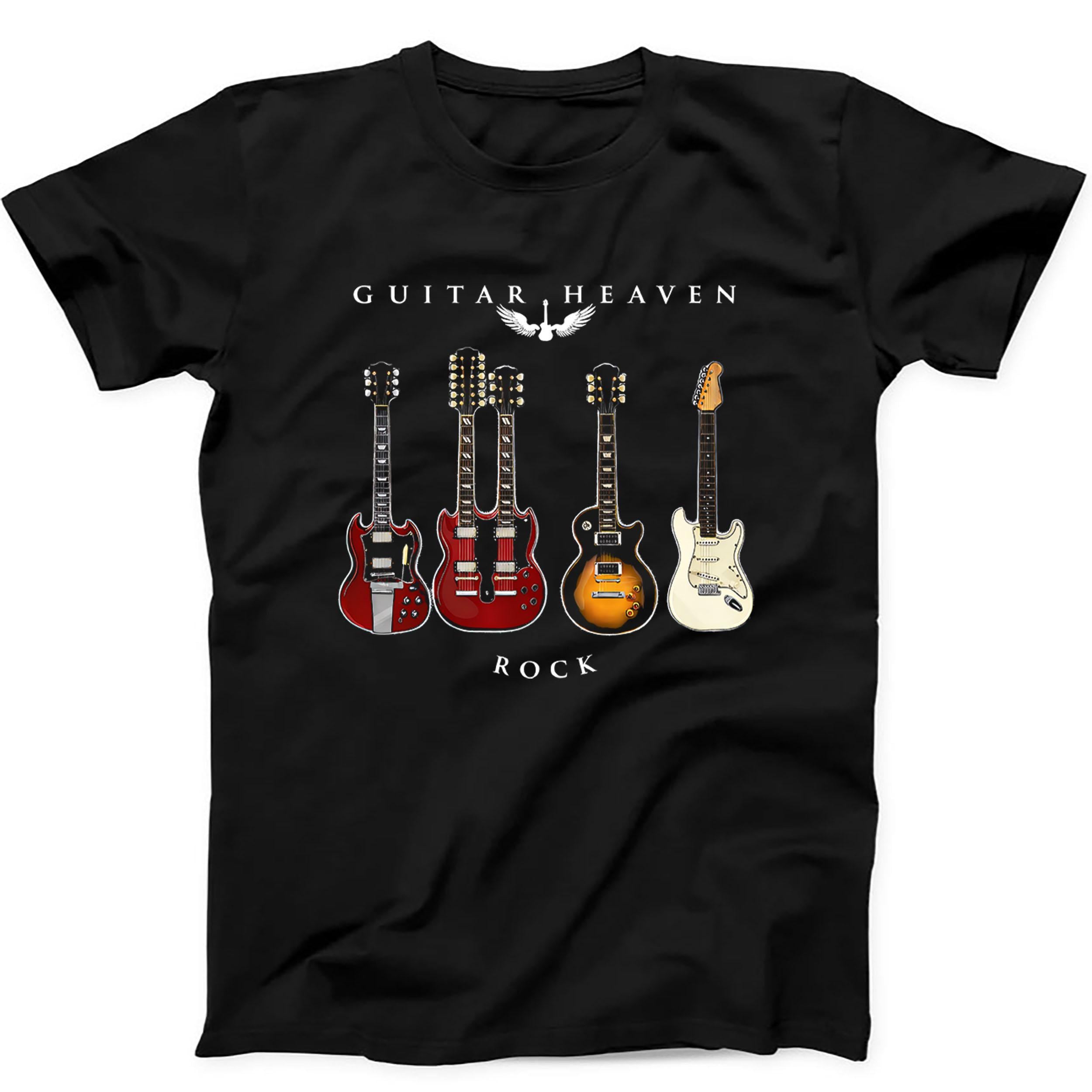 Guitar Heaven Rock Music Funny Gift Tee Black T Shirt 585