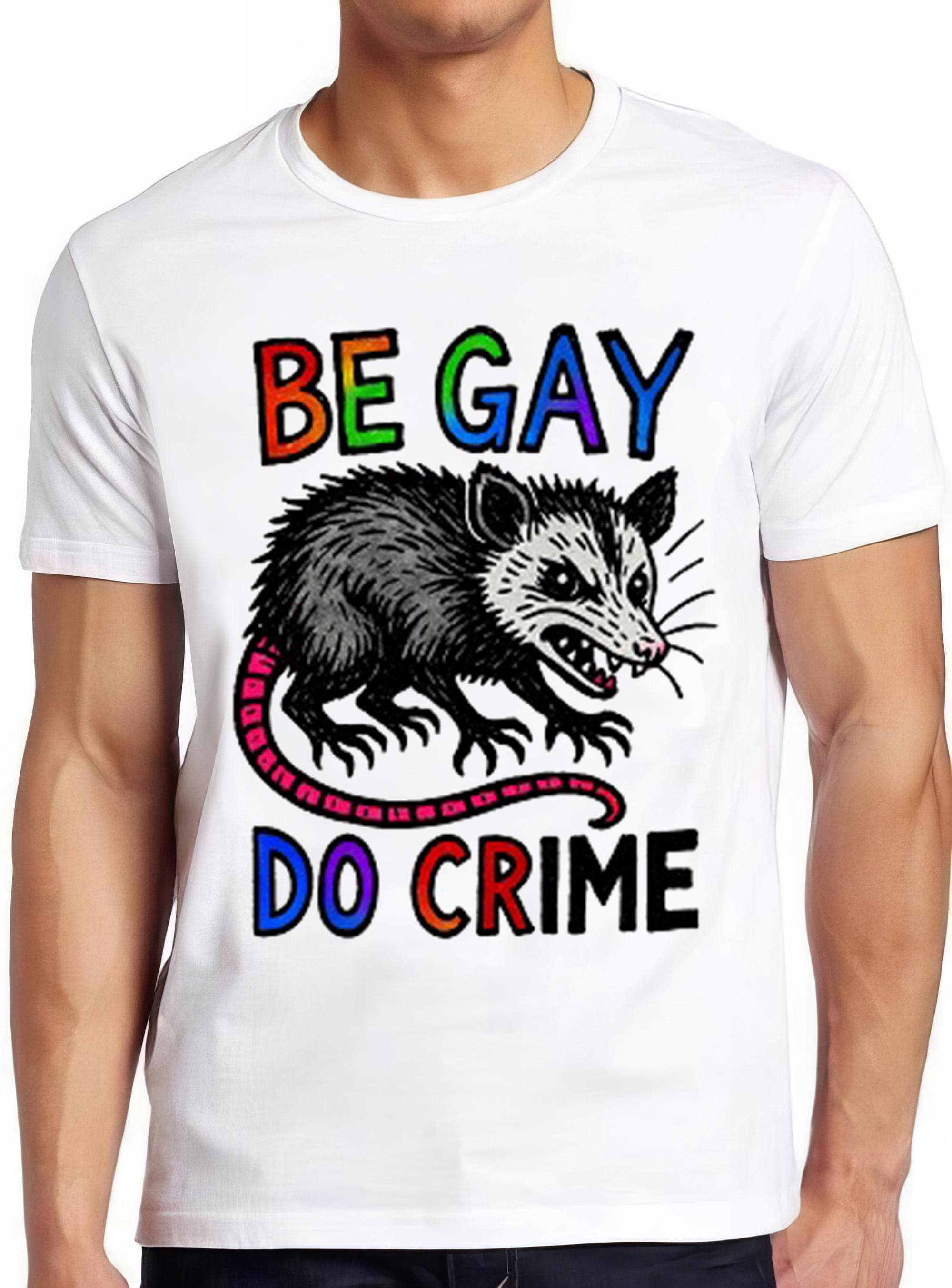 Be Gay Do Crime Opossum Fashion Art Retro Funny Parody Gift Tee T Shirt 2710
