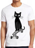 Skateboard Cat Skateboarding Crazy Skate Punk Kitten Sketch Weird Humorous Hilarious Witty Funny Music Gift Tee T Shirt 2380