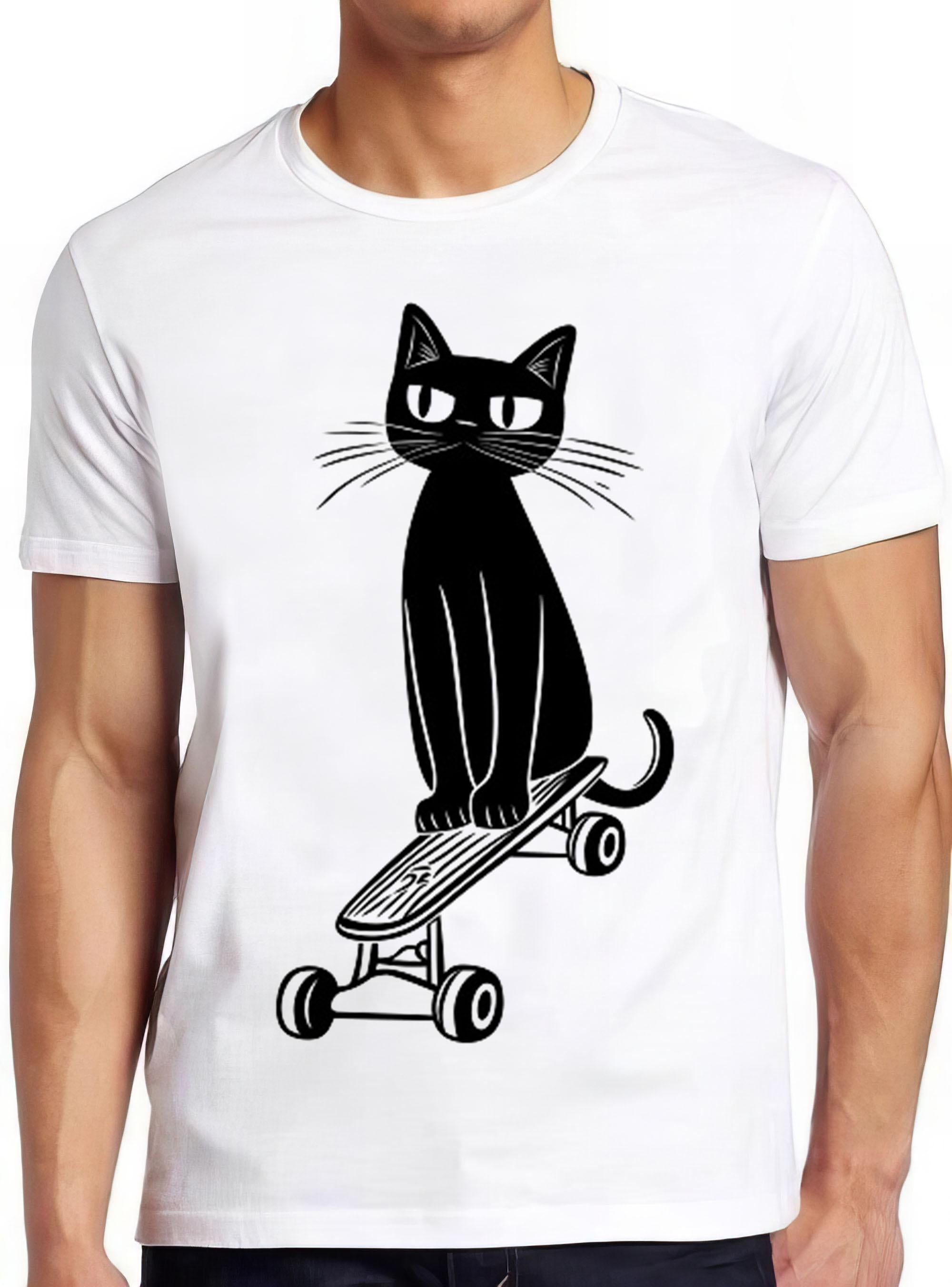 Skateboard Cat Skateboarding Crazy Skate Punk Kitten Sketch Weird Humorous Hilarious Witty Funny Music Gift Tee T Shirt 2380