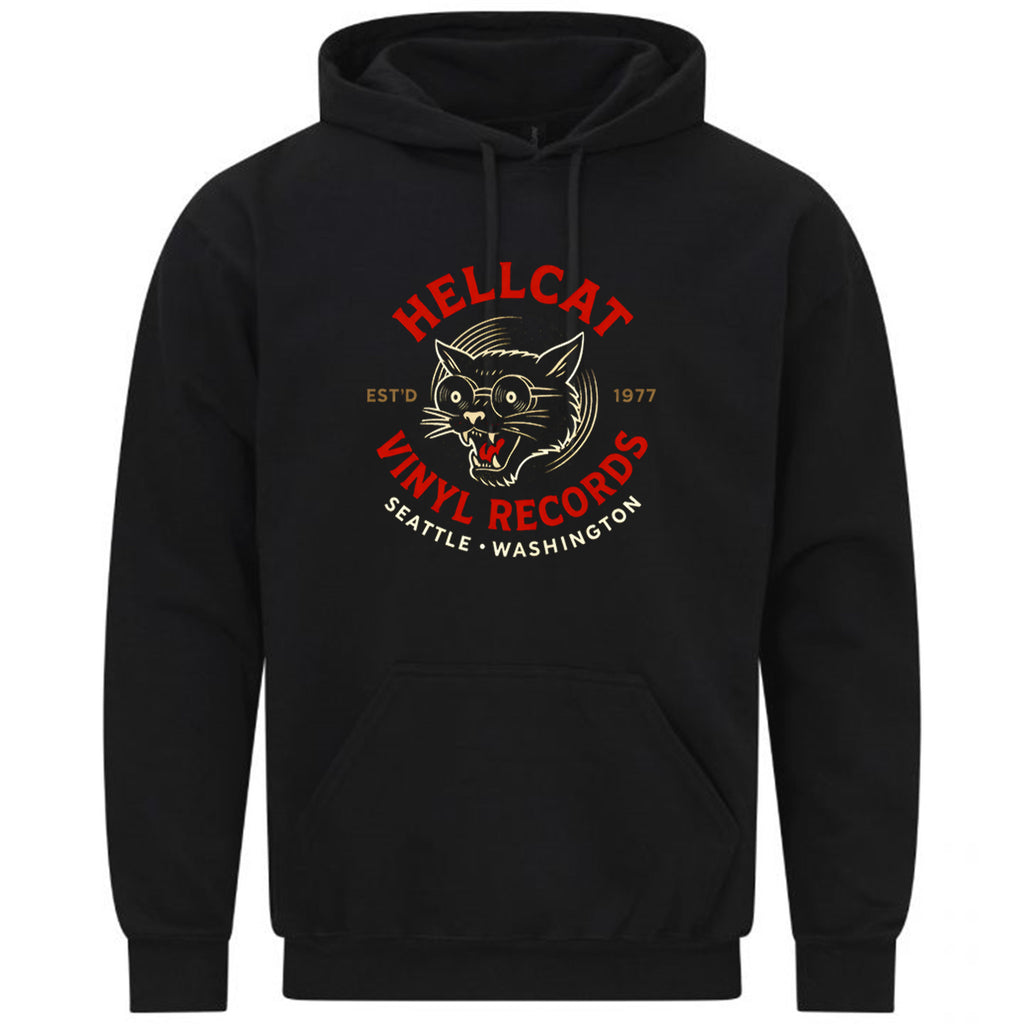Vinyl Records Seattle Record Store Music Cat Hellcat Gift Sweatshirt Hoodie 624