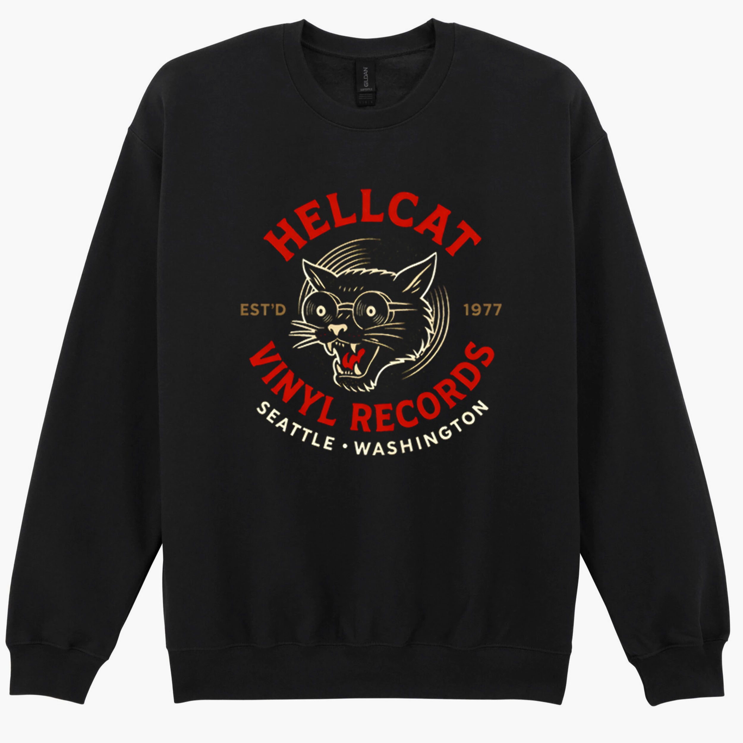 Vinyl Records Seattle Record Store Music Cat Hellcat Gift Sweatshirt Hoodie 624
