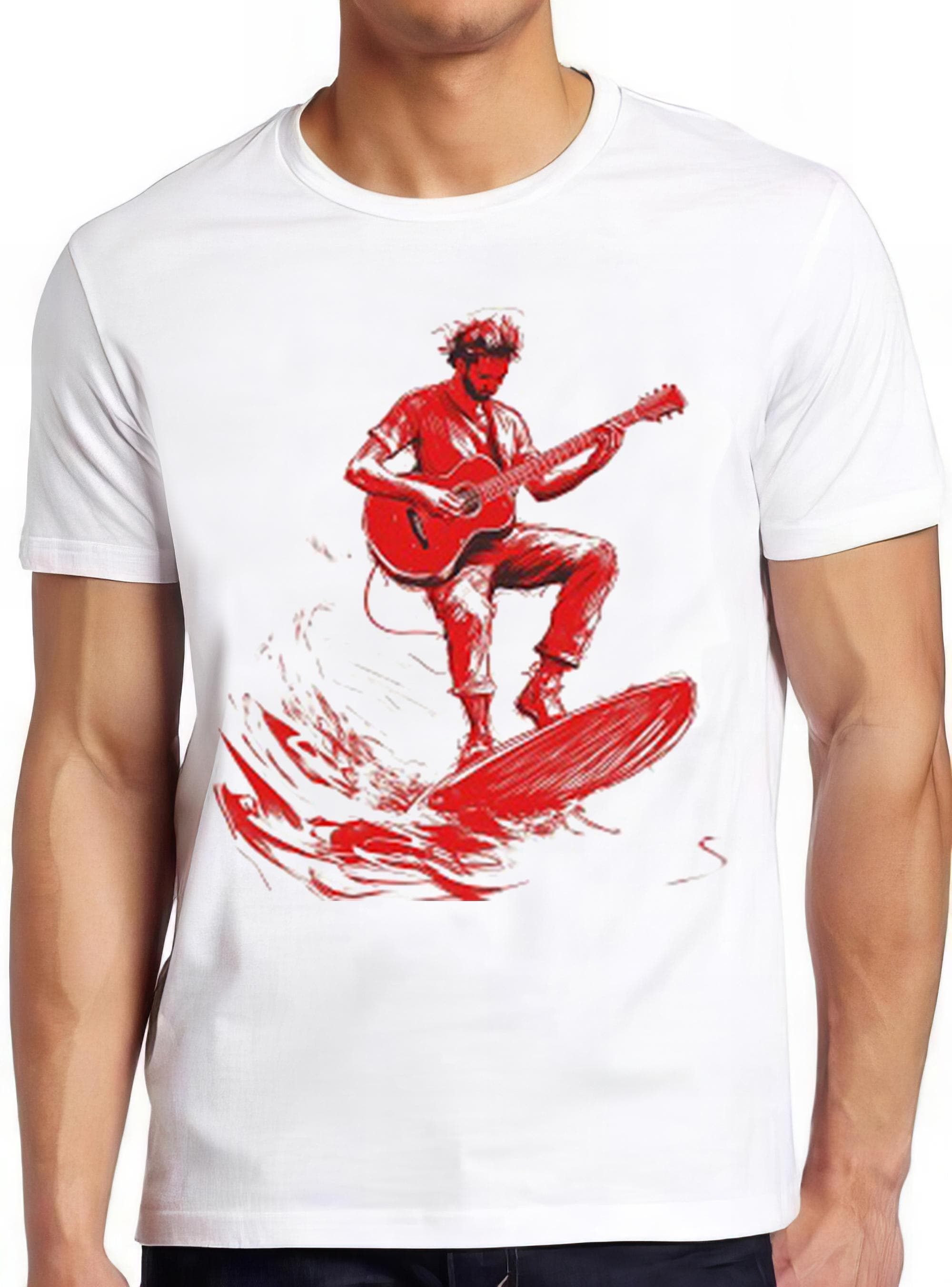 Guitarist Surfer Sketch Humorous Hilarious Witty Funny Music Gift Tee T Shirt 2203