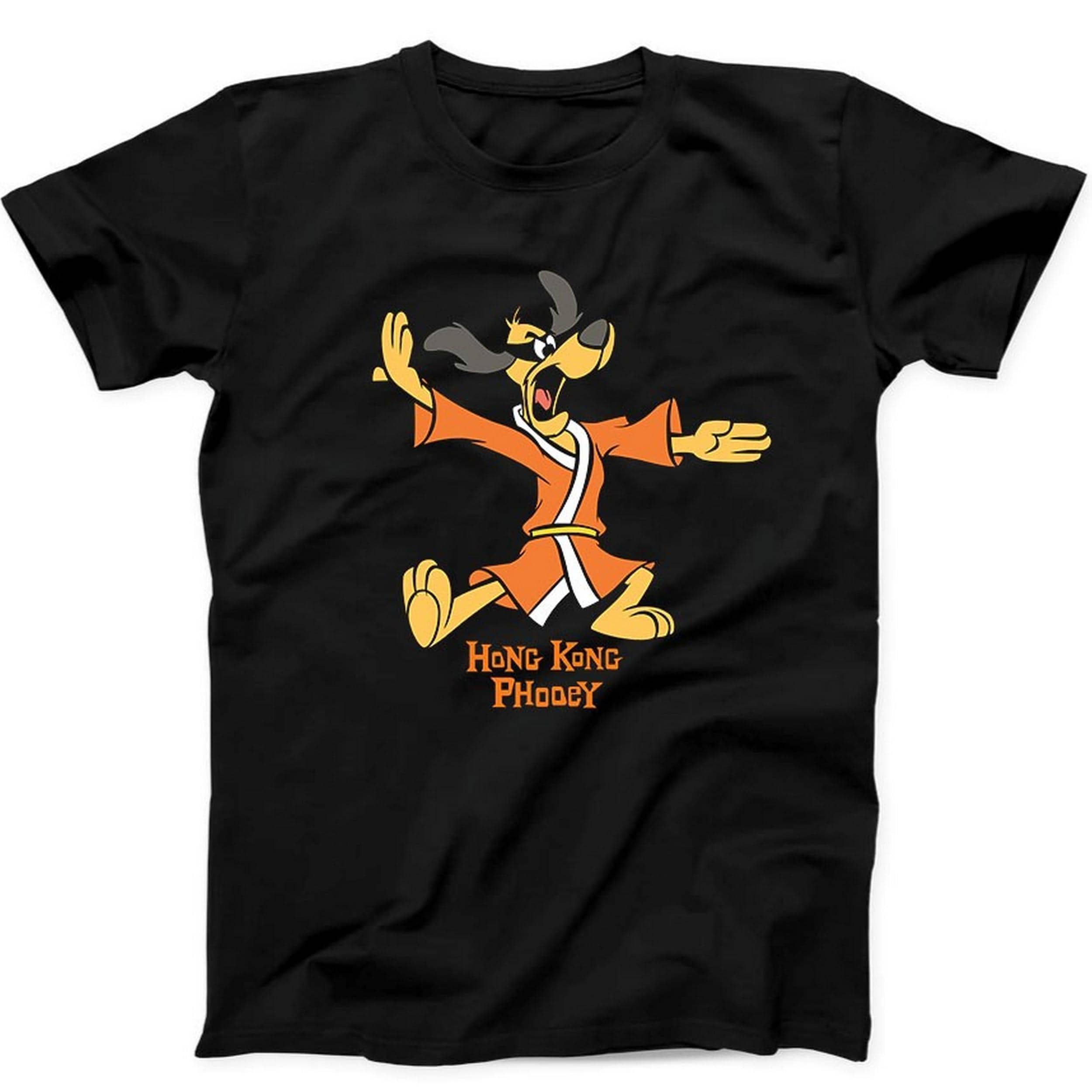 Hong Kong Phooey Funny Animation Cartoon Retro Gift Tee Black T Shirt B24