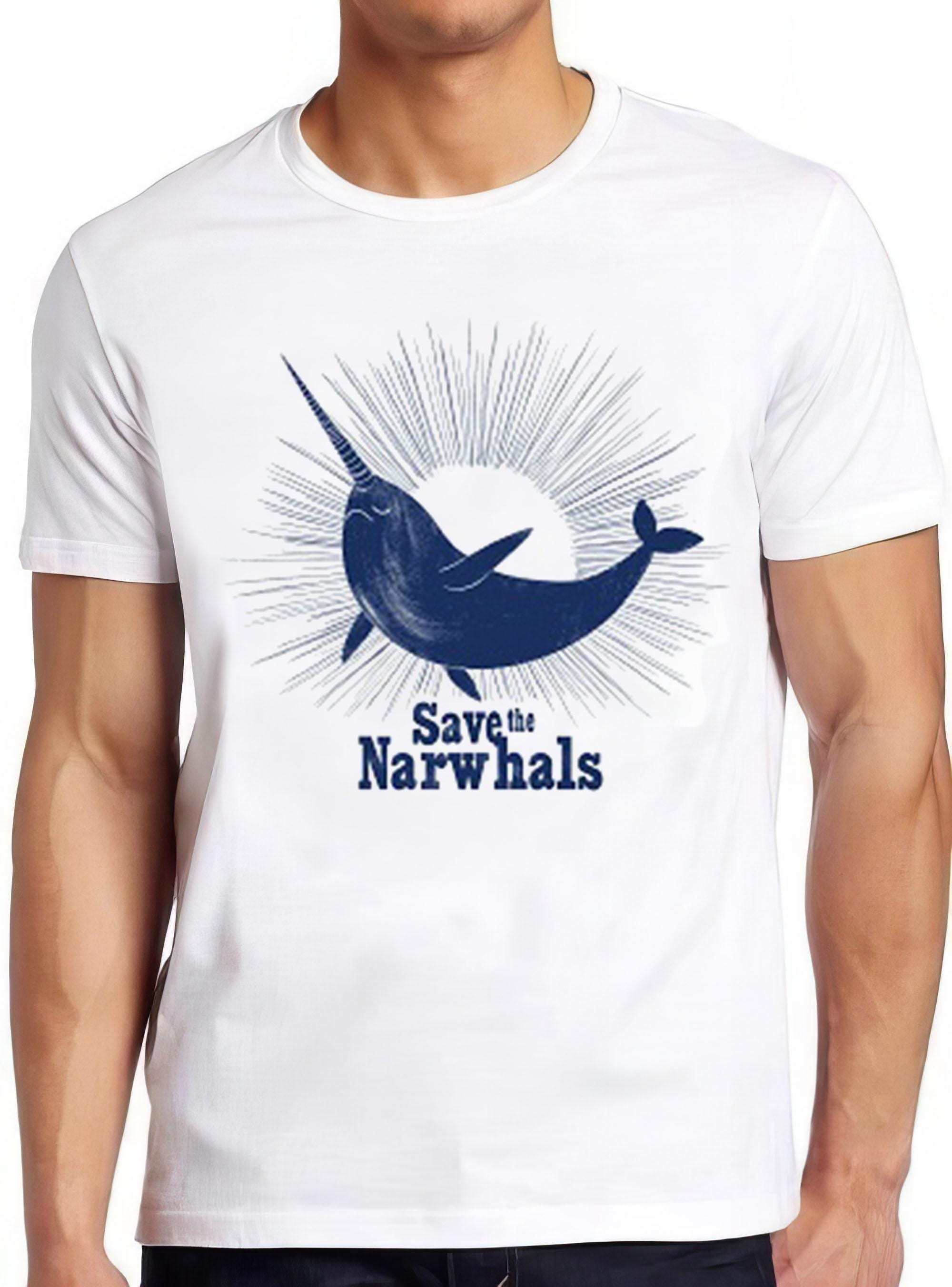 Save The Narwhals T Shirt Funny Animal Cute  Narwhal Saying Tee 2552