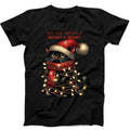 Christmas Lights Black Cat Santa Meowy Bright Funny Gift Black T Shirt B239