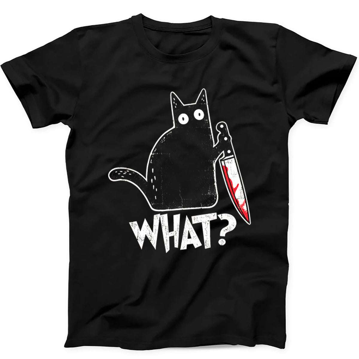 Cat What Murderous Black With Knife Halloween Hoodie Sweatshirt T Shirt 766
