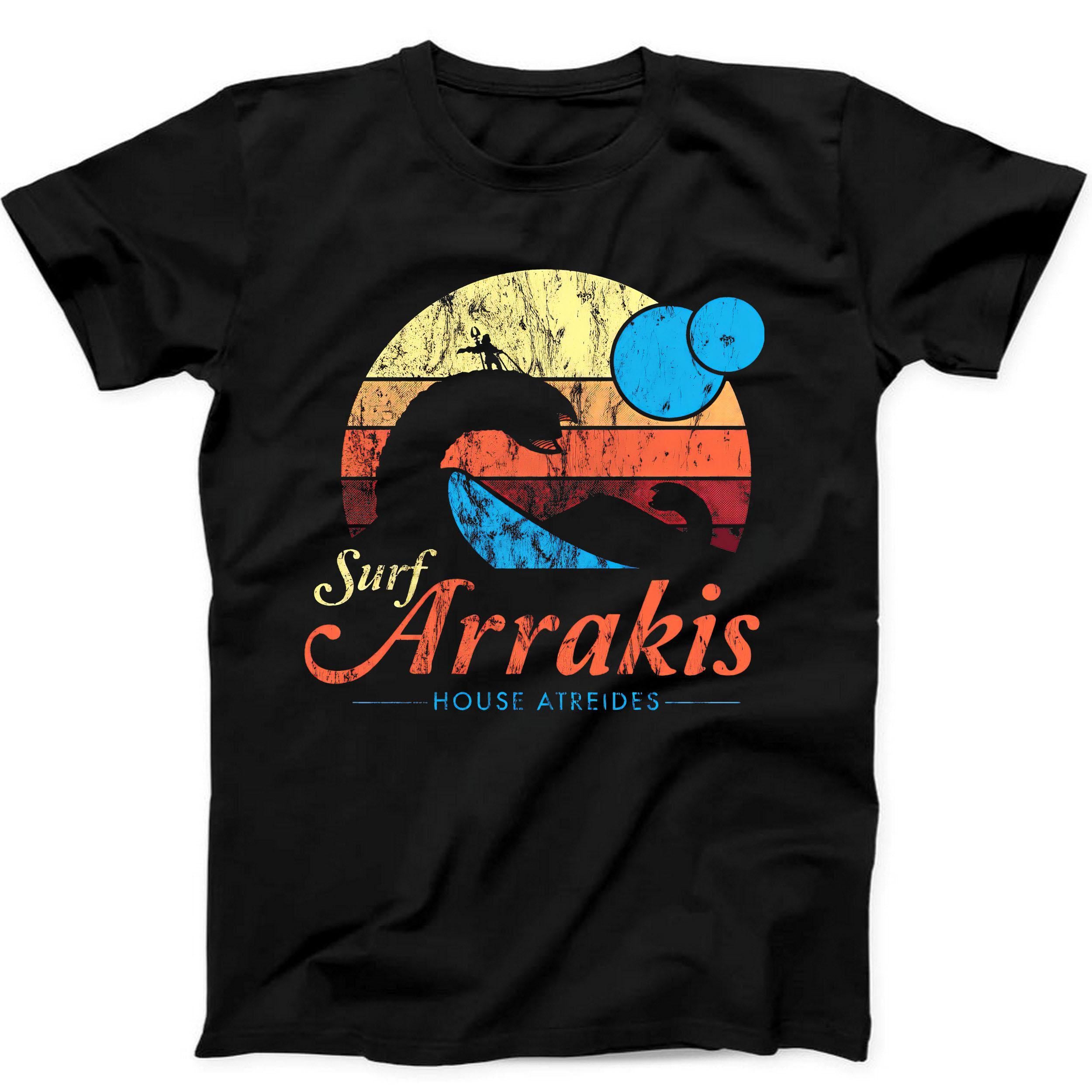 Dune Arrakis Rakis Surf Sci Fi Meme Funny Best Seller Gift Tee Black T Shirt B28