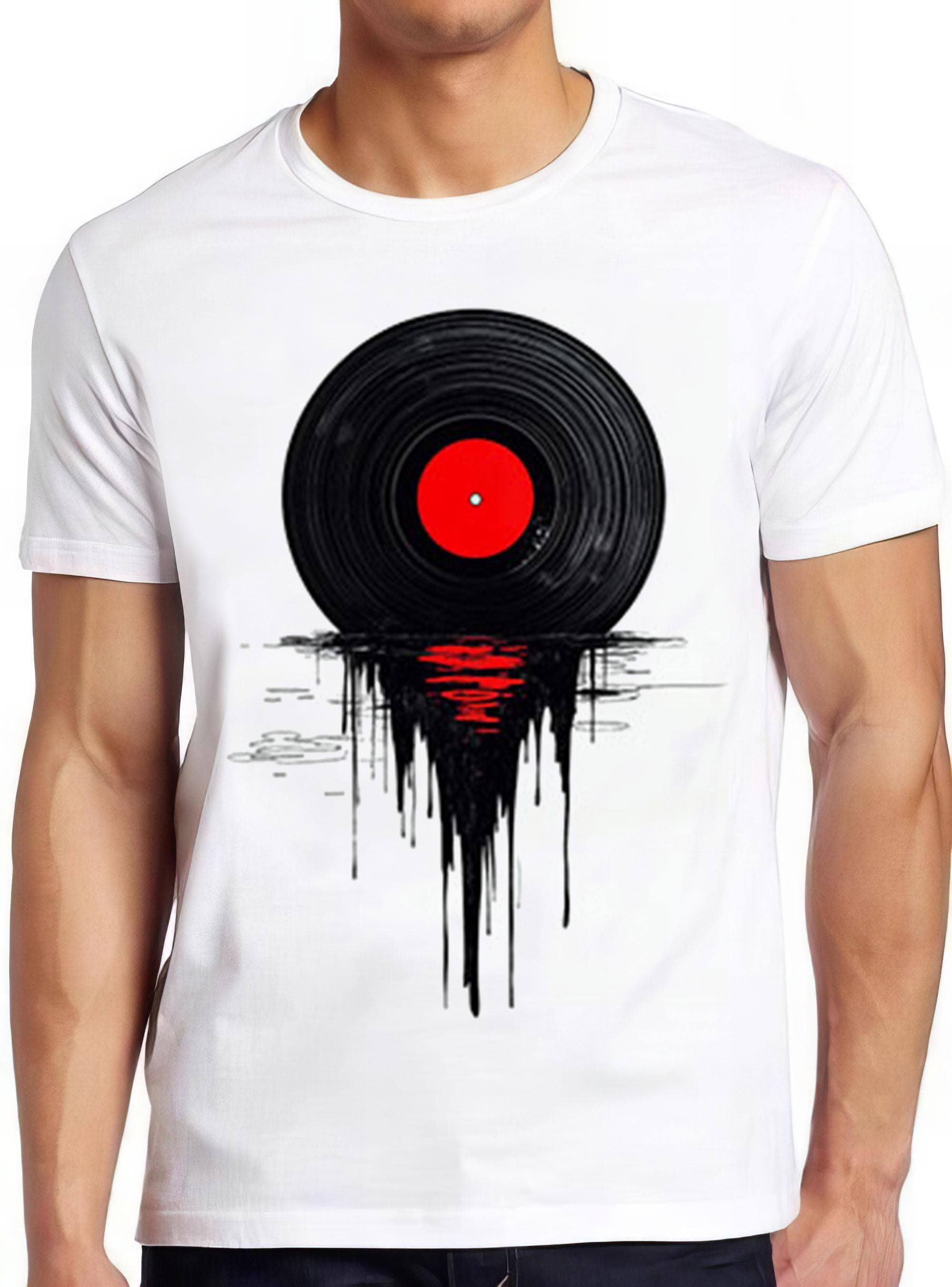 Melting Vinly Dripping Cool Record DJ Music Gift Tee T Shirt 2446