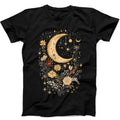 Celestial Moon Boho Flowers Best Seller Funny Gift Black Tee T Shirt B362