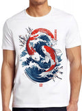 Yin Yang The Great Wave Off Koi Fish Cherry Blossoms Japanese Calligraphy Art Drawing Gamer Cult Meme Movie Music Cool Gift Tee T Shirt 2435