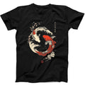 Yin Yang The Great Wave Off Koi Fish Cherry Blossoms Japanese Calligraphy Art Drawing Cult Meme Movie Music Cool Gift Tee Black T Shirt 414
