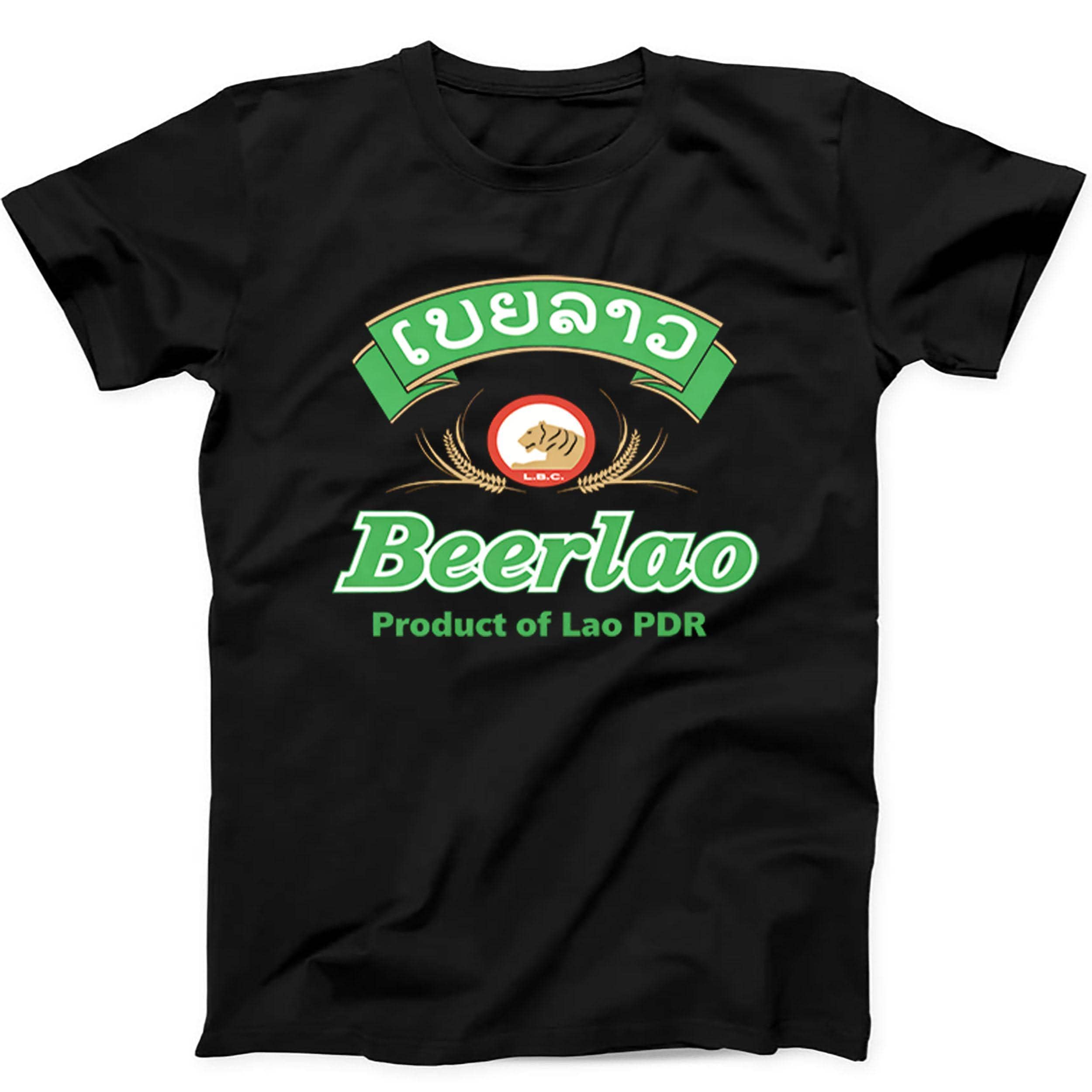 Beerlao Laos Retro Funny Gift Tee Black T Shirt 555