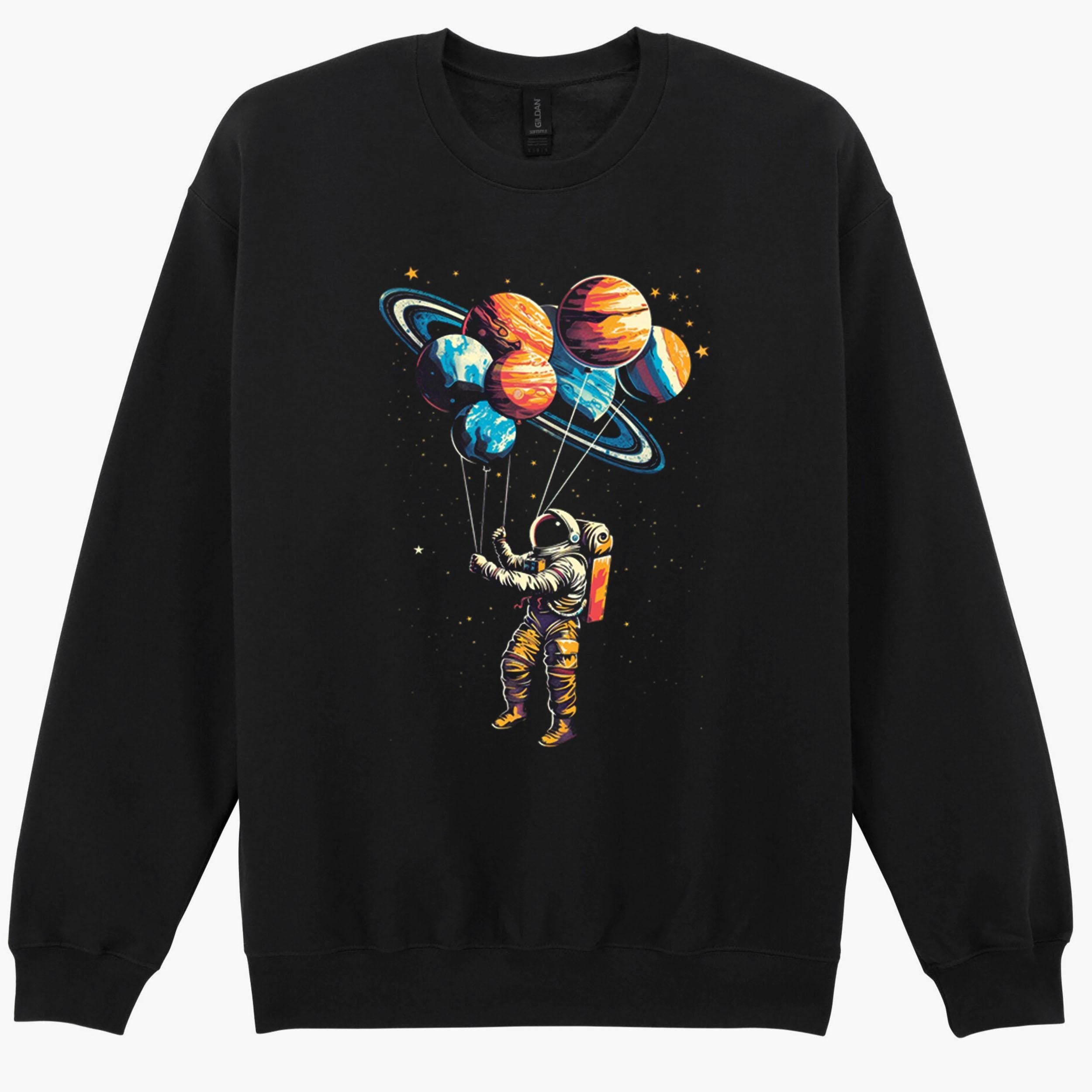 Astronaut in Space Planets Balloons Solar System Funn Gift Sweatshirt Hoodie 238