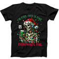 Christmas Skeleton Halloween Everything's Fine Funny Gift Tee Black T Shirt 155
