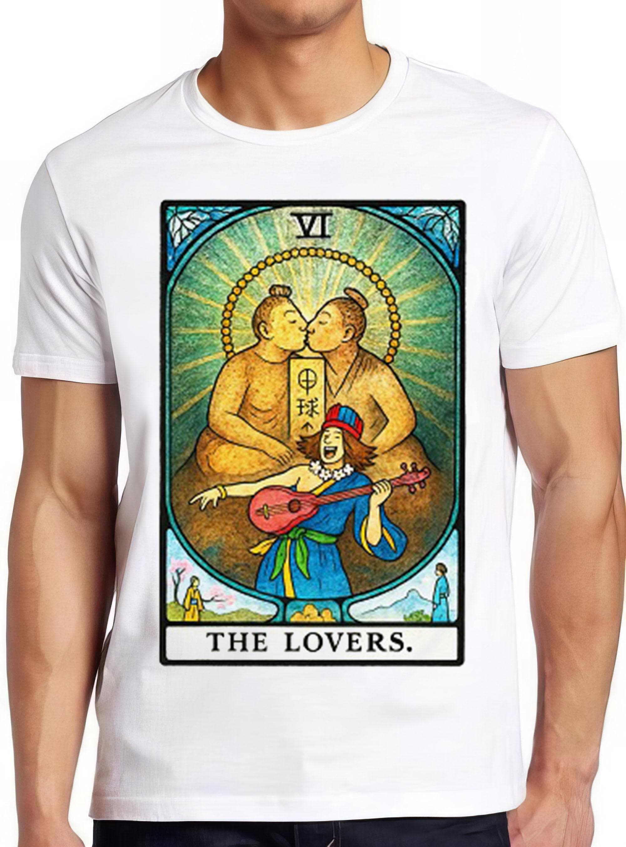 Tarot Card Avatar The Lovers Oma Shu Chong Retro Funny Art Drawing Gamer Cartoon Anime Cult Meme Music Movie Cool Top Gift Tee T Shirt 2810