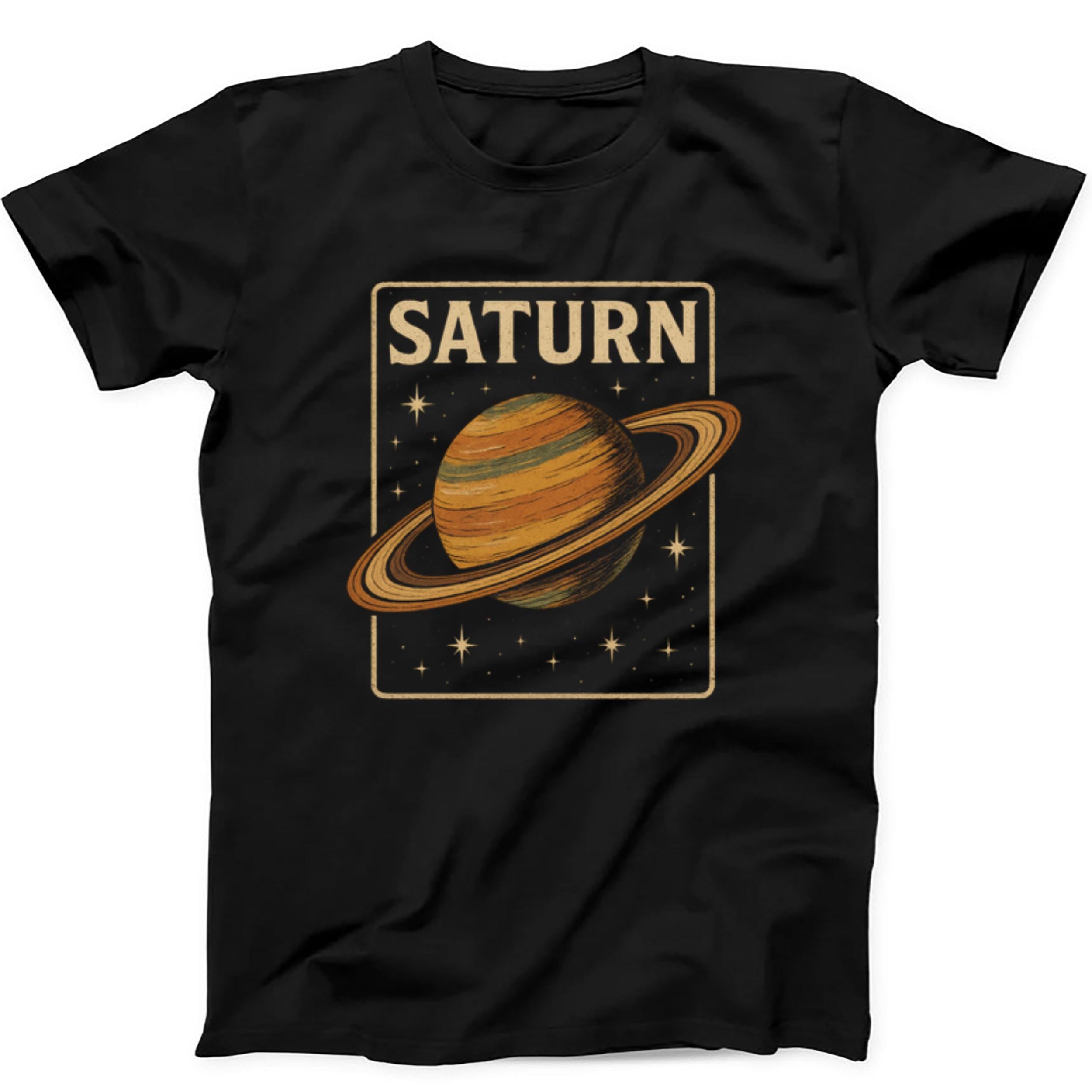 Saturn Planet Solar System Stars Universe Sunny Gift Tee Black T Shirt 457