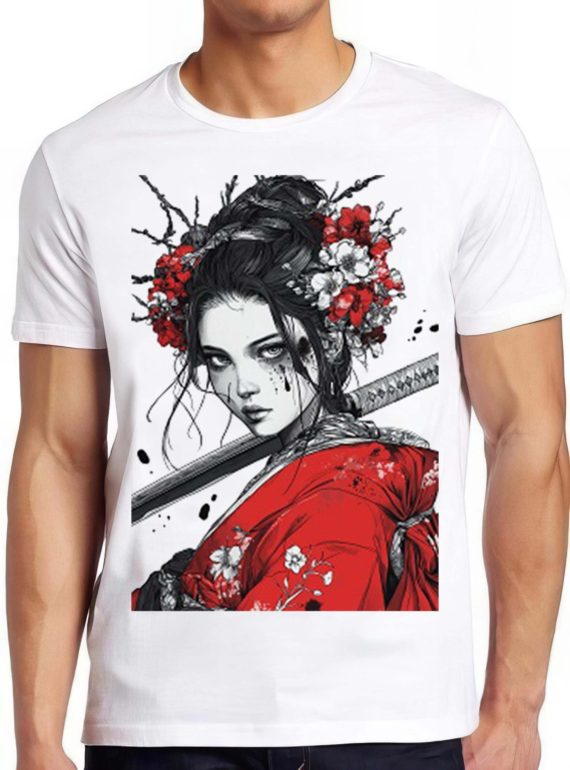 Mecha Geisha Japanese Art Drawing Cult Movie Japan Meme Gamer Samurai Cool Fashion Saying Top Gift Tee T Shirt 2416