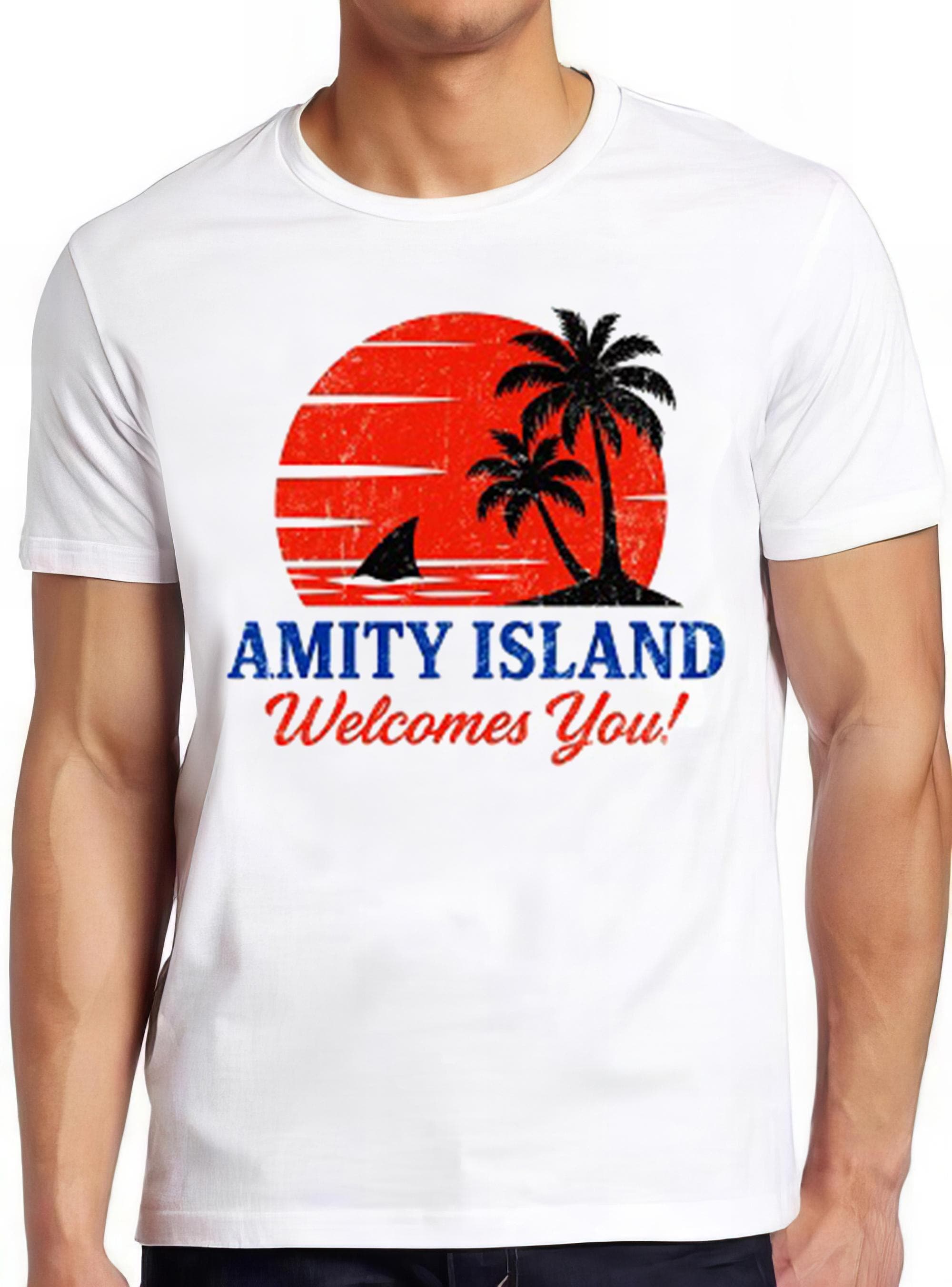Amity Island Welcomes You 70s Film Quints Funny Gift Tee T Shirt 2821