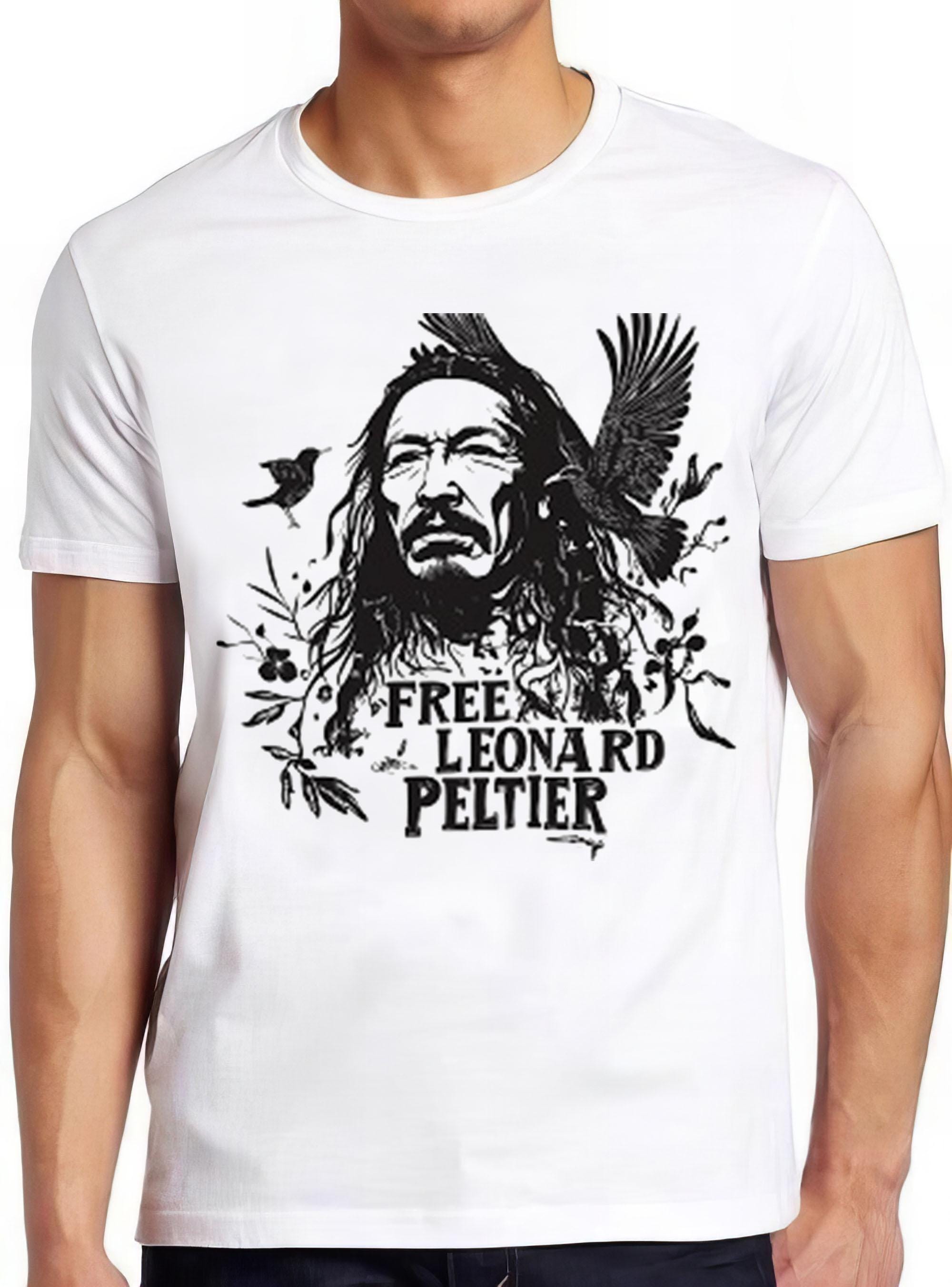 Free Leonard Peltier American Indian Movement Native Cool Gift Tee T Shirt 2264