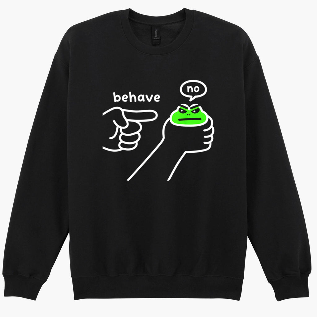 Behave No Funny Dishonest Frog Cartoon Sarcastic Meme Gift Sweatshirt Hoodie 536