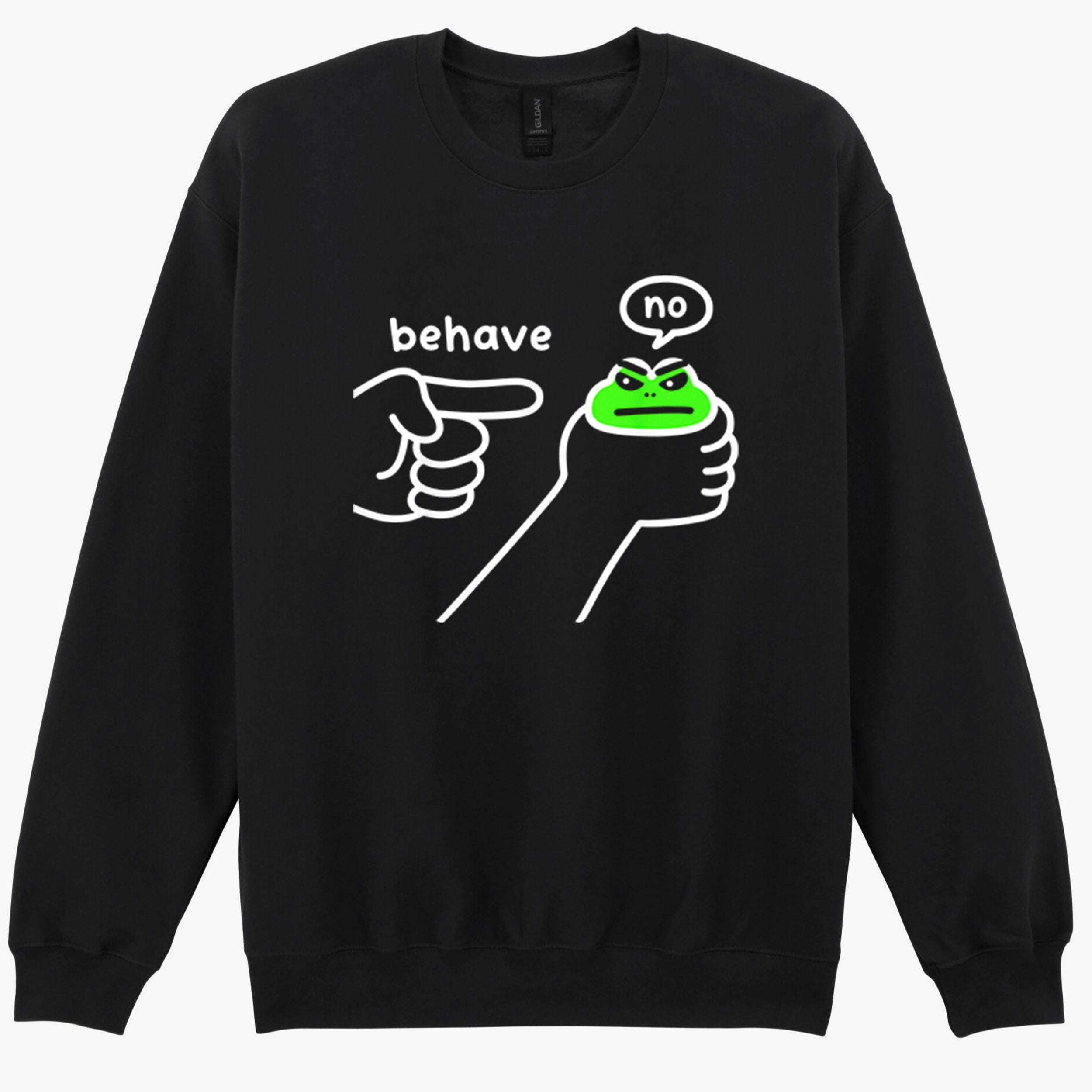 Behave No Funny Dishonest Frog Cartoon Sarcastic Meme Gift Sweatshirt Hoodie 536