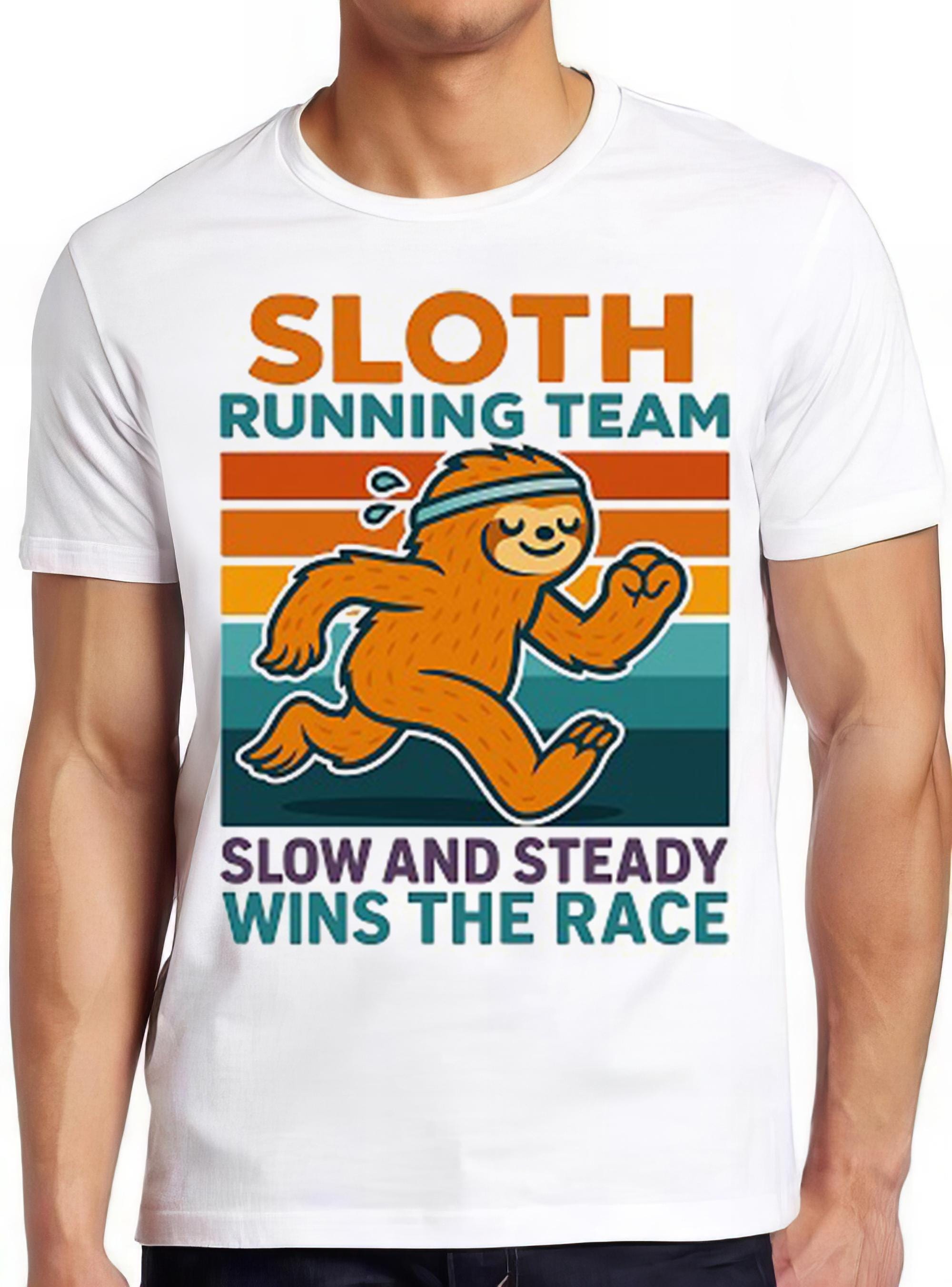 Sloth Running Team Sport Gym Activity Funny Parody Pet Lovers Style Unisex Gamer Movie Music Top Mens Womens Adult Tee T Shirt 2594